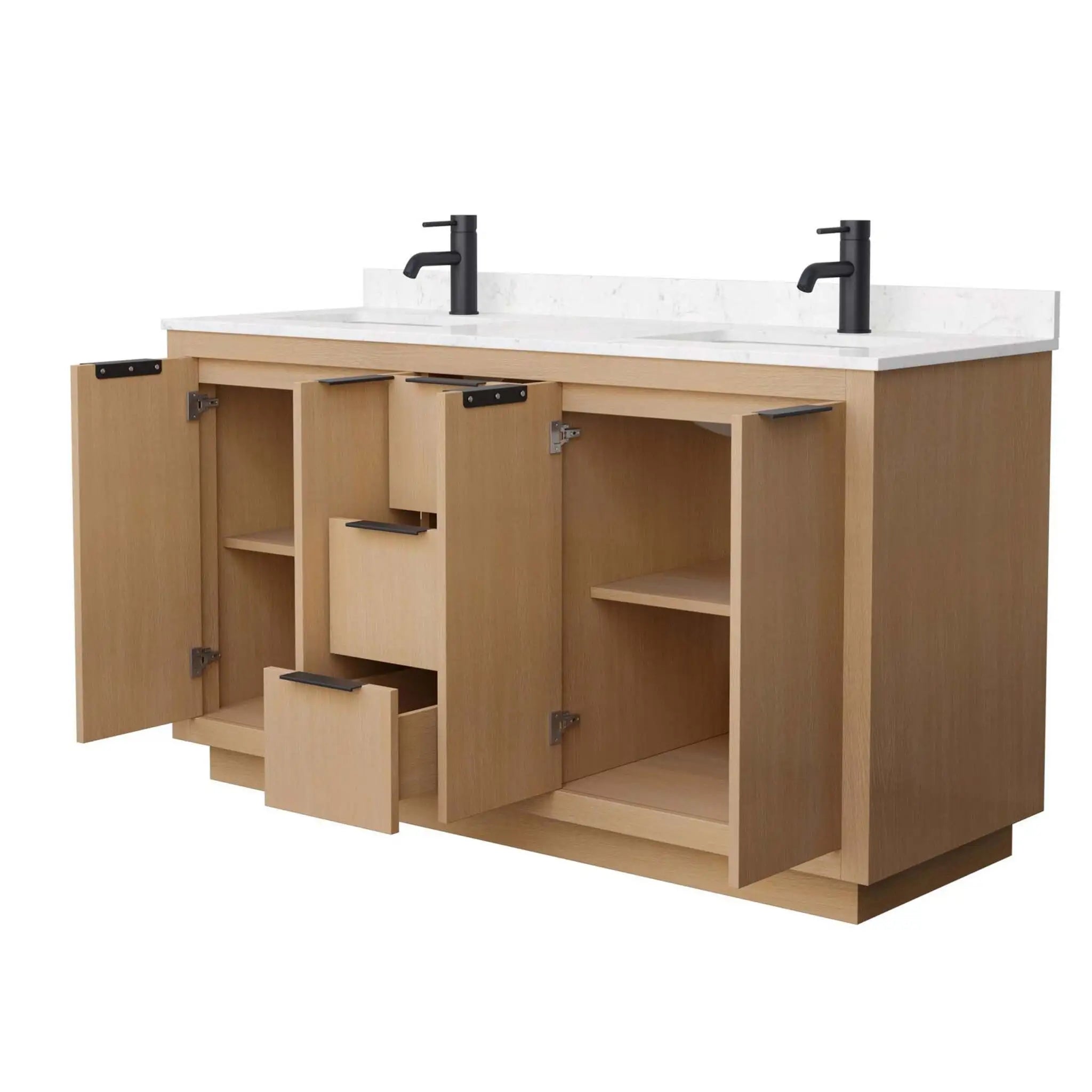 60" Maroni Double Bathroom Vanity in Light Straw with Matte Black Trim by Wyndham