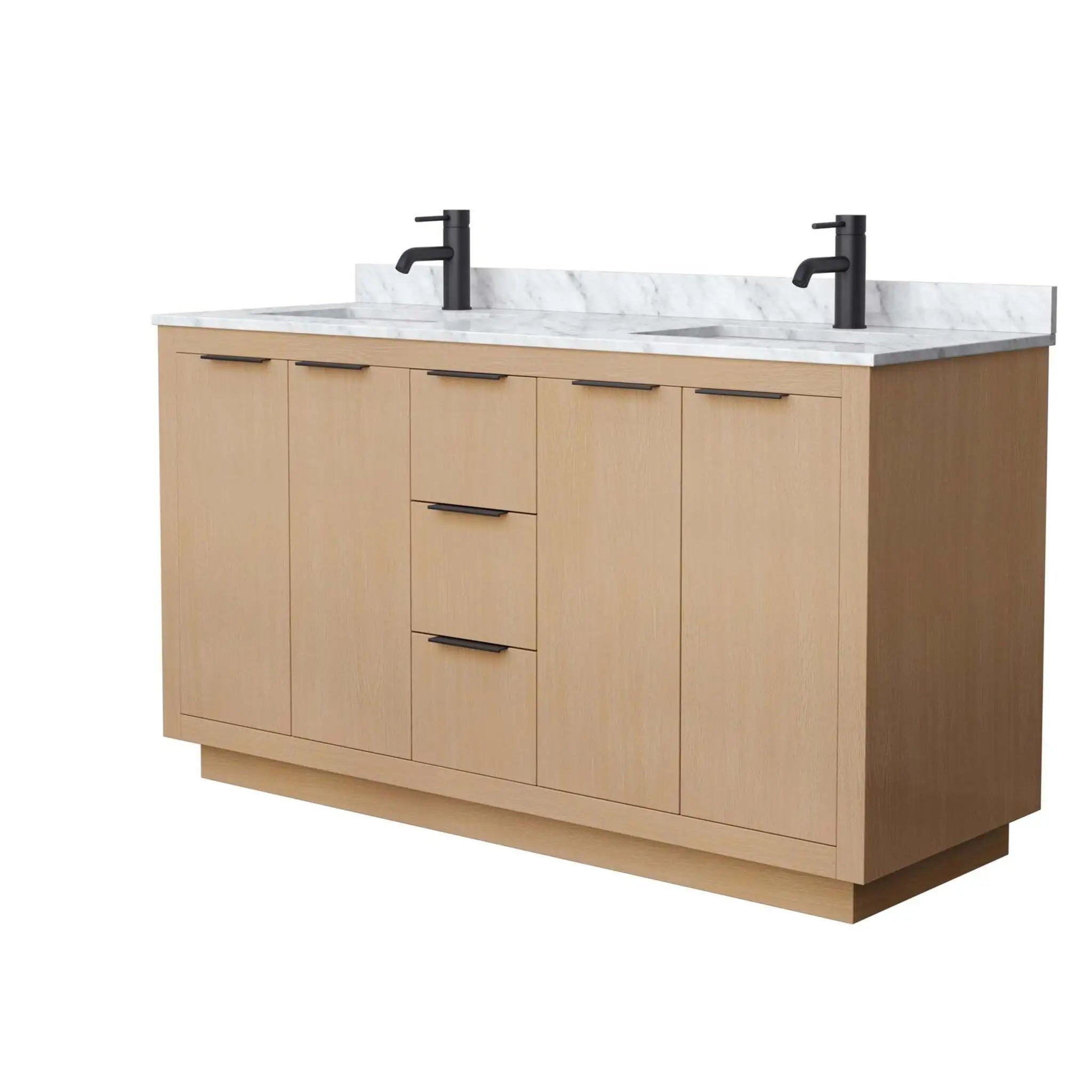 60" Maroni Double Bathroom Vanity in Light Straw with Matte Black Trim by Wyndham