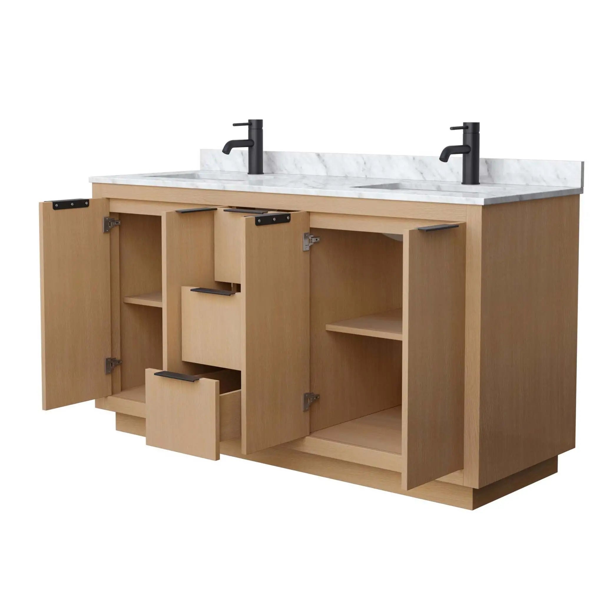 60" Maroni Double Bathroom Vanity in Light Straw with Matte Black Trim by Wyndham