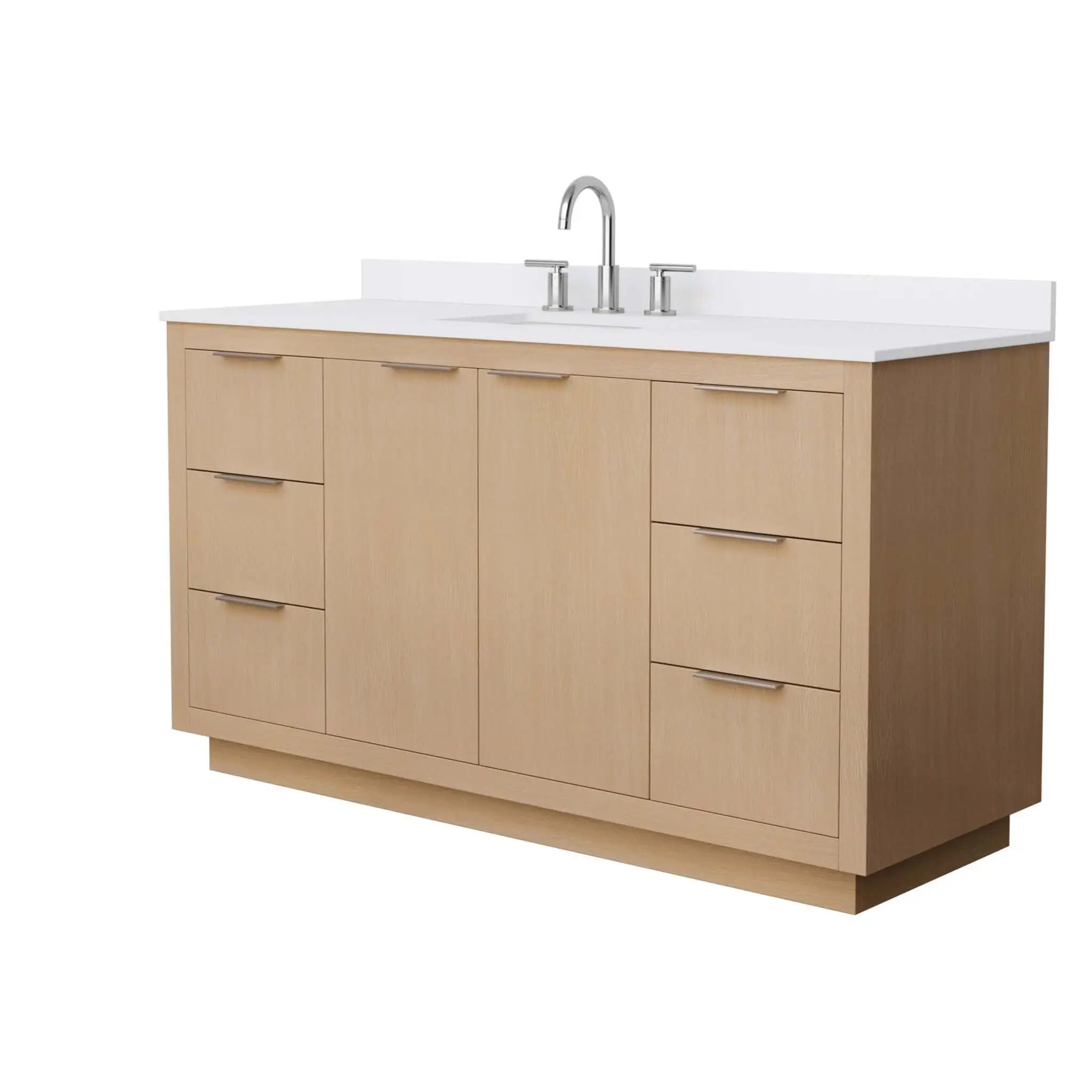 60" Maroni Single Bathroom Vanity in Light Straw with Brushed Nickel Trim by Wyndham