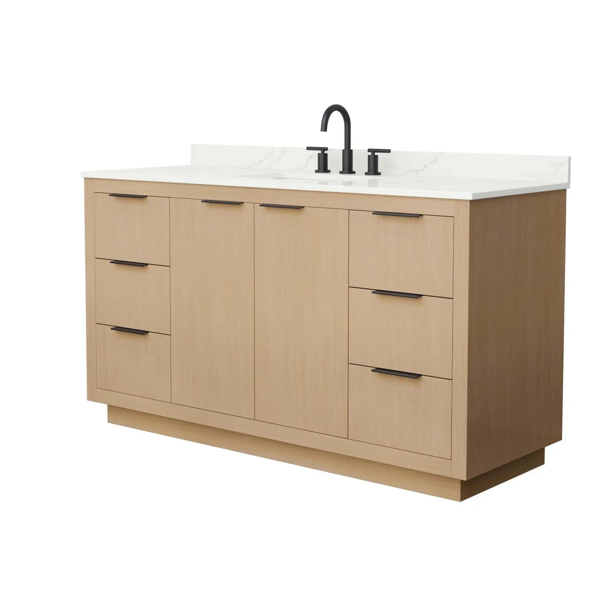 60" Maroni Single Bathroom Vanity in Light Straw with Matte Black Trim by Wyndham