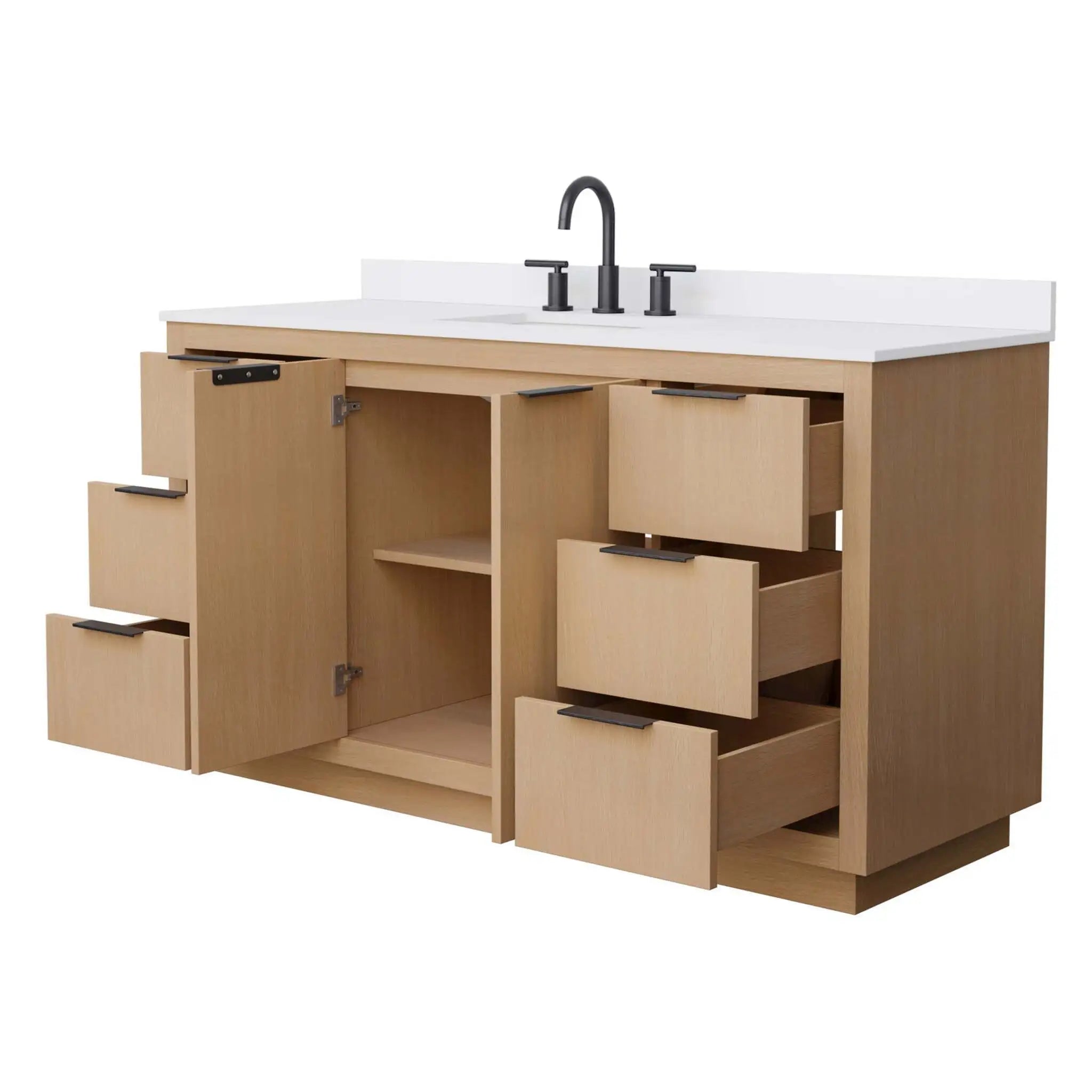 60" Maroni Single Bathroom Vanity in Light Straw with Matte Black Trim by Wyndham