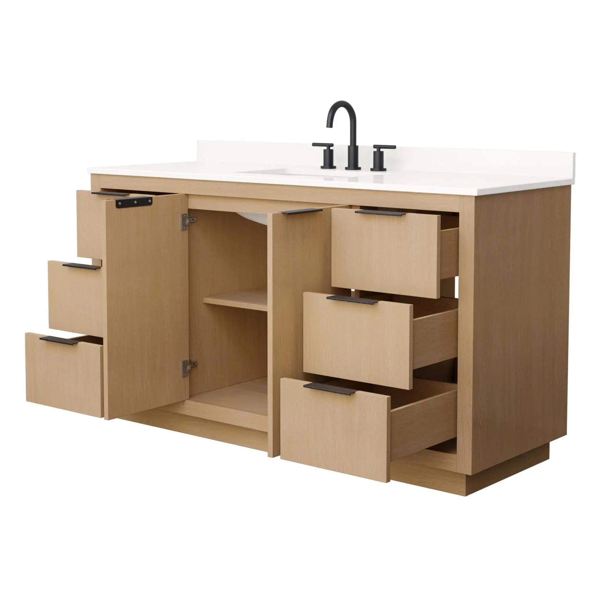 60" Maroni Single Bathroom Vanity in Light Straw with Matte Black Trim by Wyndham