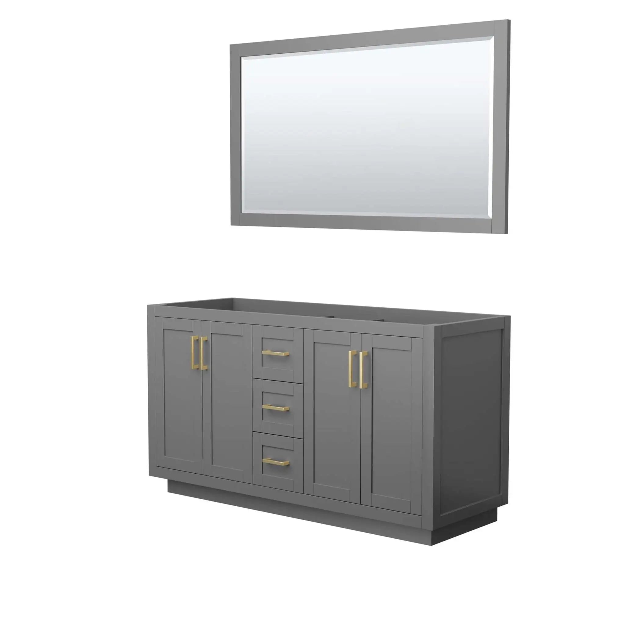 60" Miranda Double Bathroom Vanity in Dark Gray with Brushed Gold Trim & 58" Mirror by Wyndham