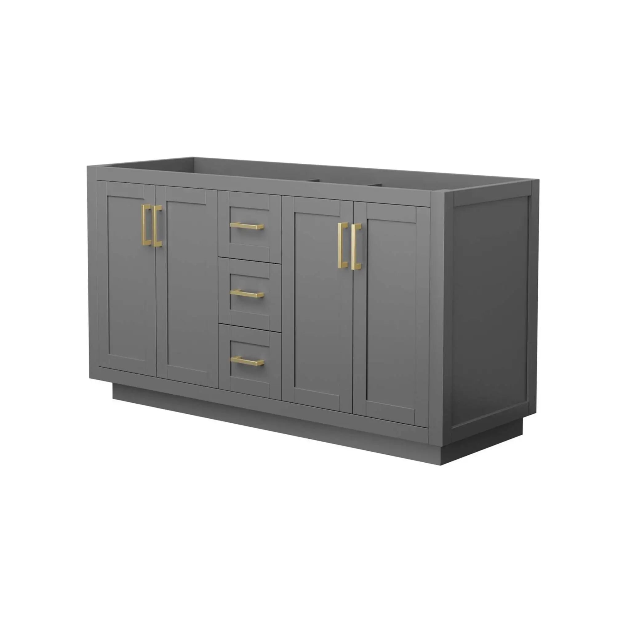 60" Miranda Double Bathroom Vanity in Dark Gray with Brushed Gold Trim by Wyndham