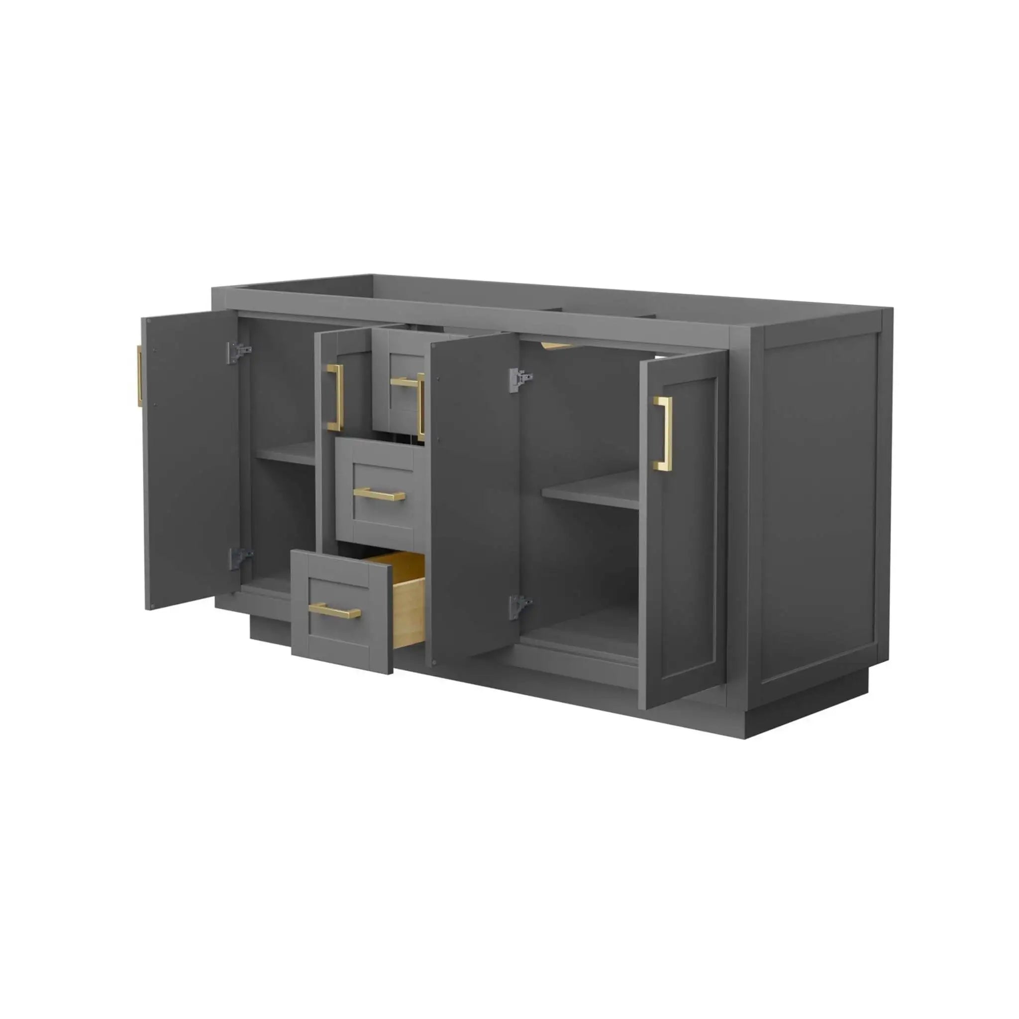 60" Miranda Double Bathroom Vanity in Dark Gray with Brushed Gold Trim by Wyndham