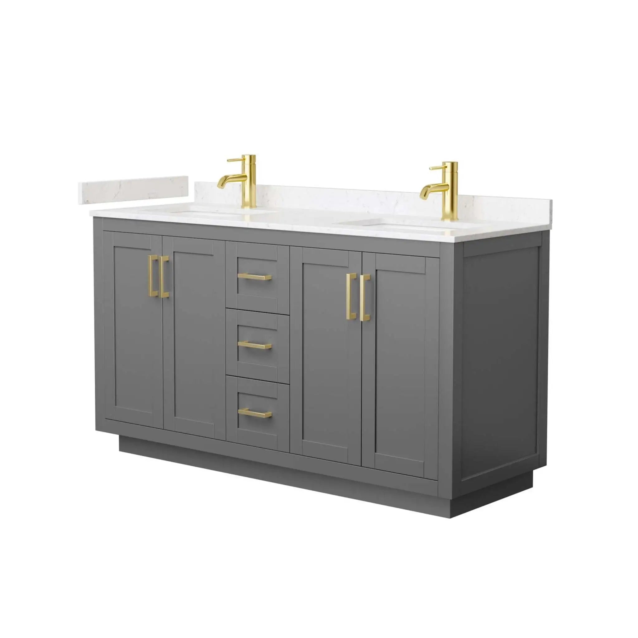 60" Miranda Double Bathroom Vanity in Dark Gray with Brushed Gold Trim by Wyndham
