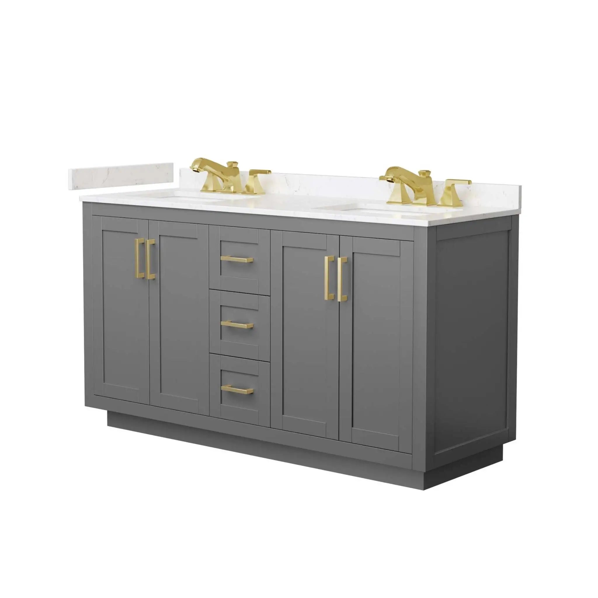 60" Miranda Double Bathroom Vanity in Dark Gray with Brushed Gold Trim by Wyndham