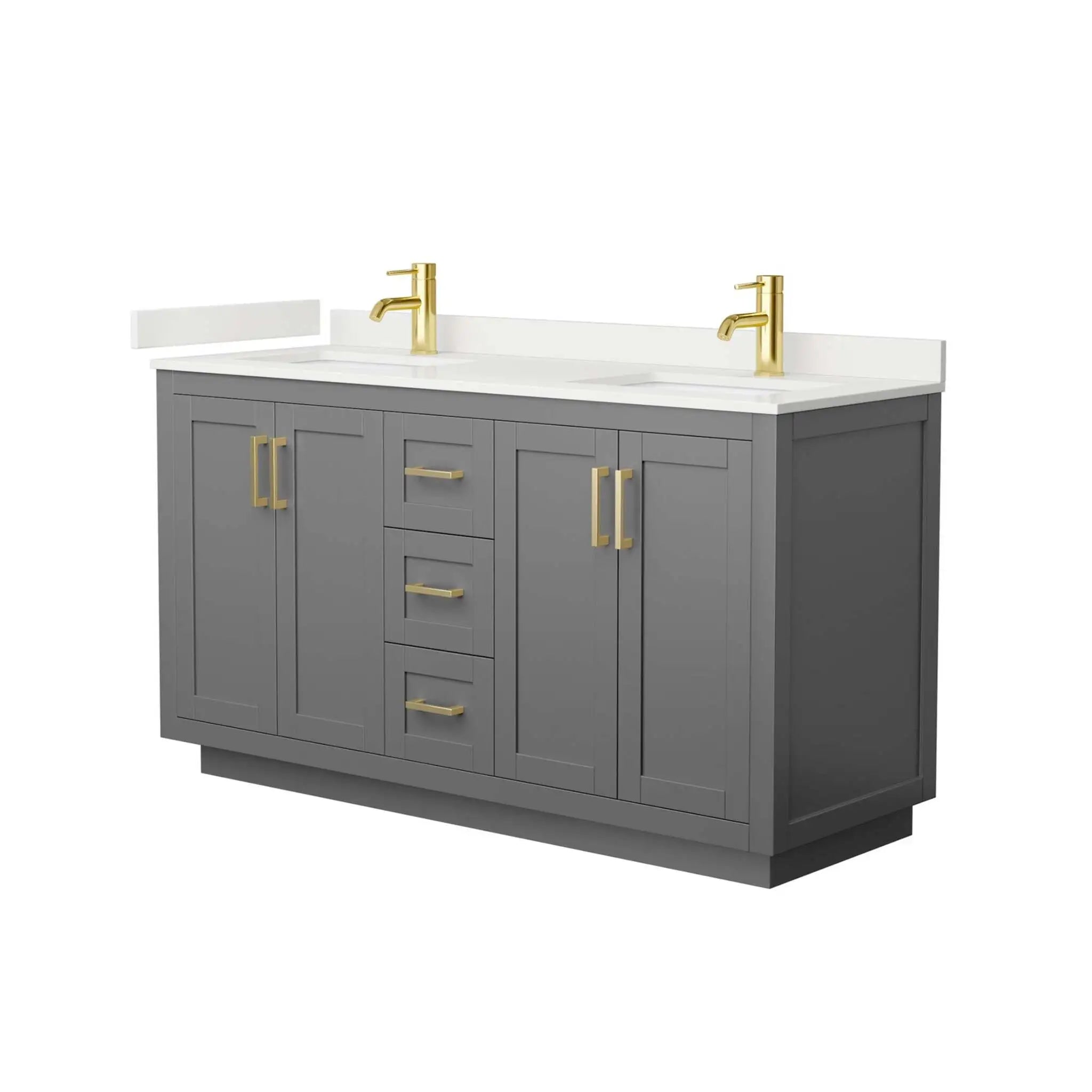 60" Miranda Double Bathroom Vanity in Dark Gray with Brushed Gold Trim by Wyndham