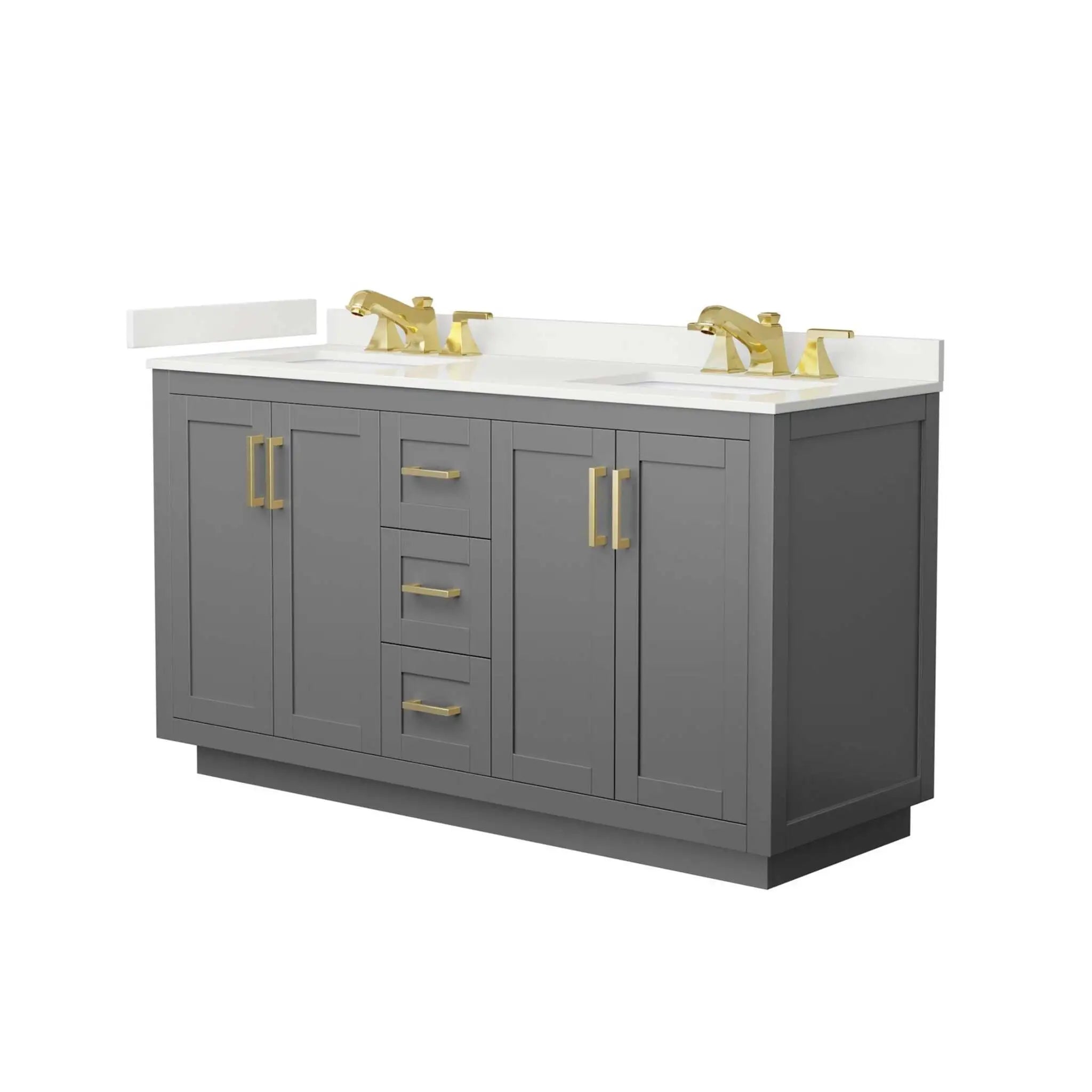 60" Miranda Double Bathroom Vanity in Dark Gray with Brushed Gold Trim by Wyndham