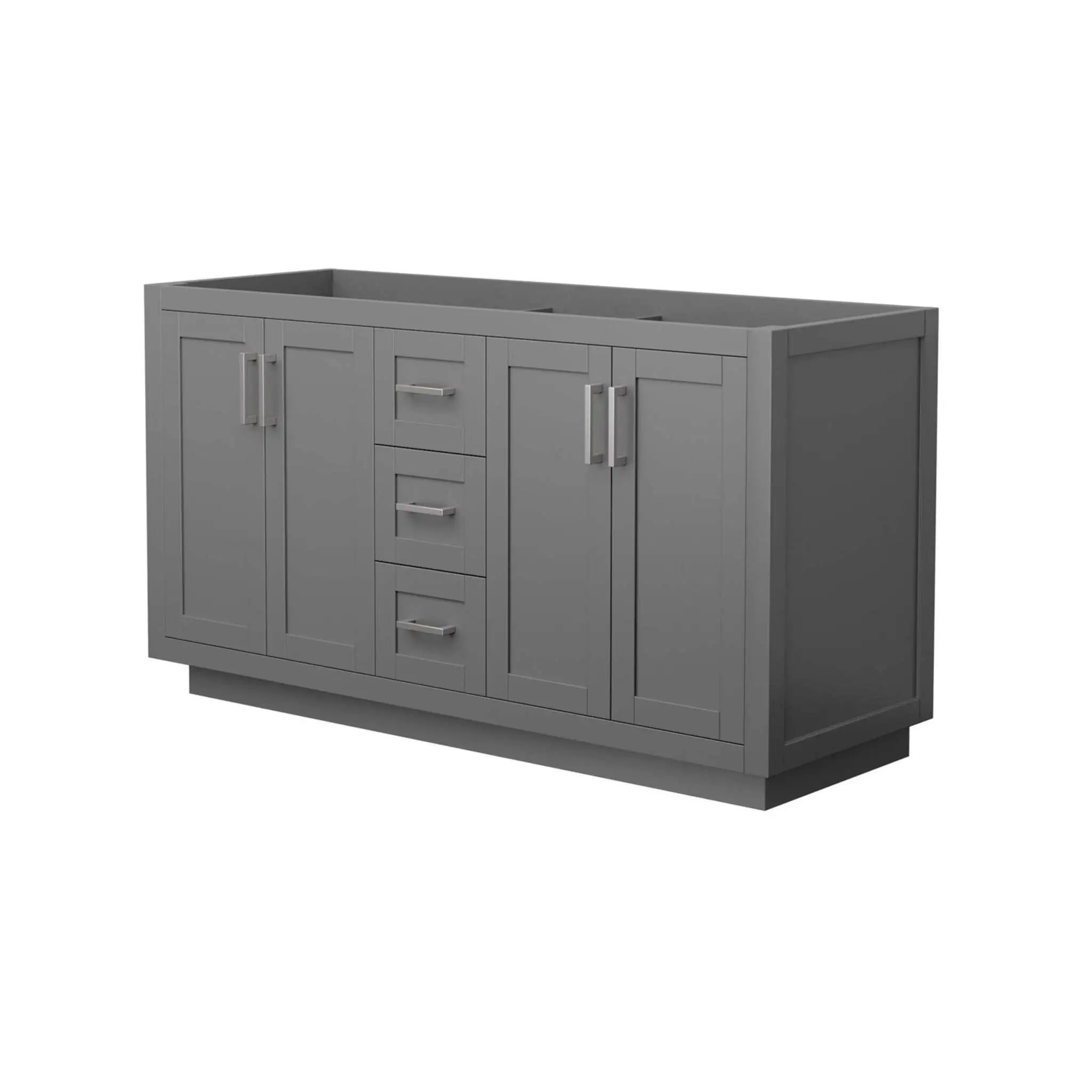 60" Miranda Double Bathroom Vanity in Dark Gray with Brushed Nickel Trim by Wyndham