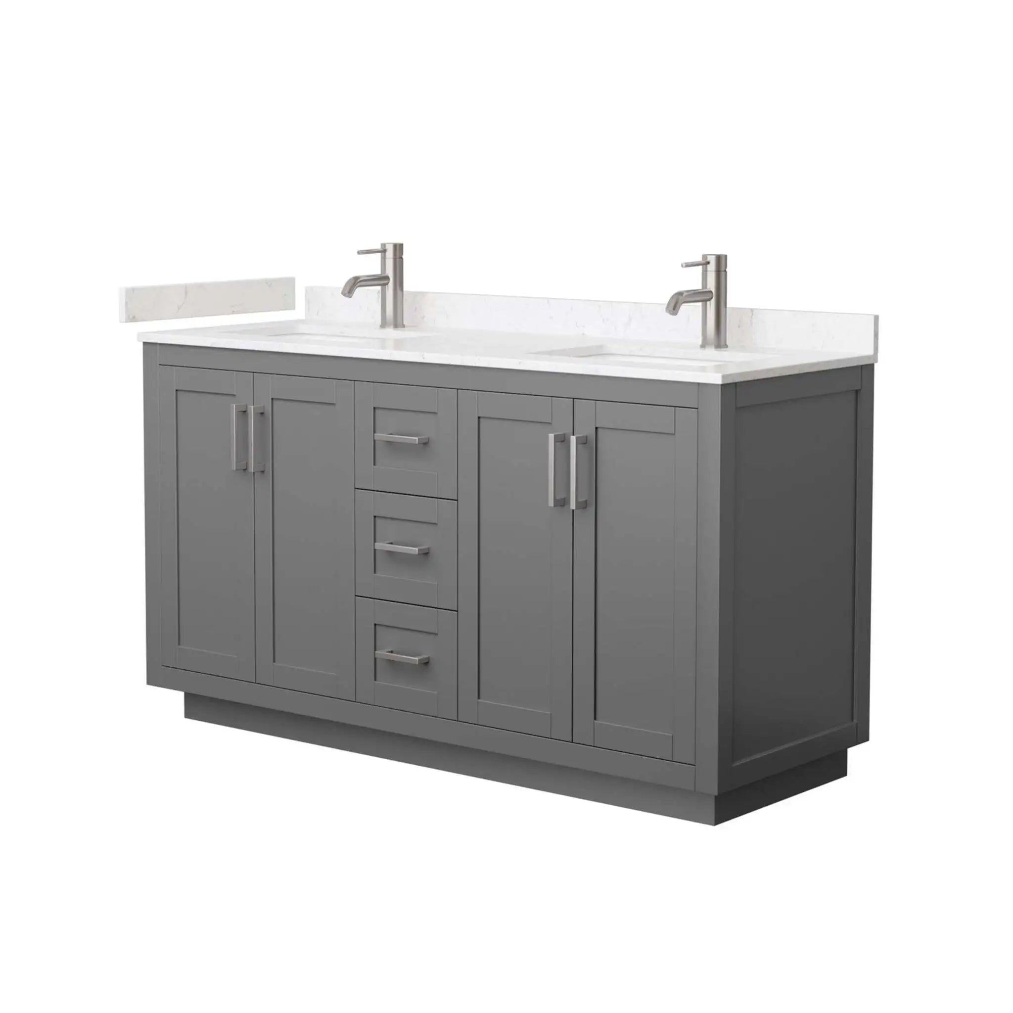 60" Miranda Double Bathroom Vanity in Dark Gray with Brushed Nickel Trim by Wyndham