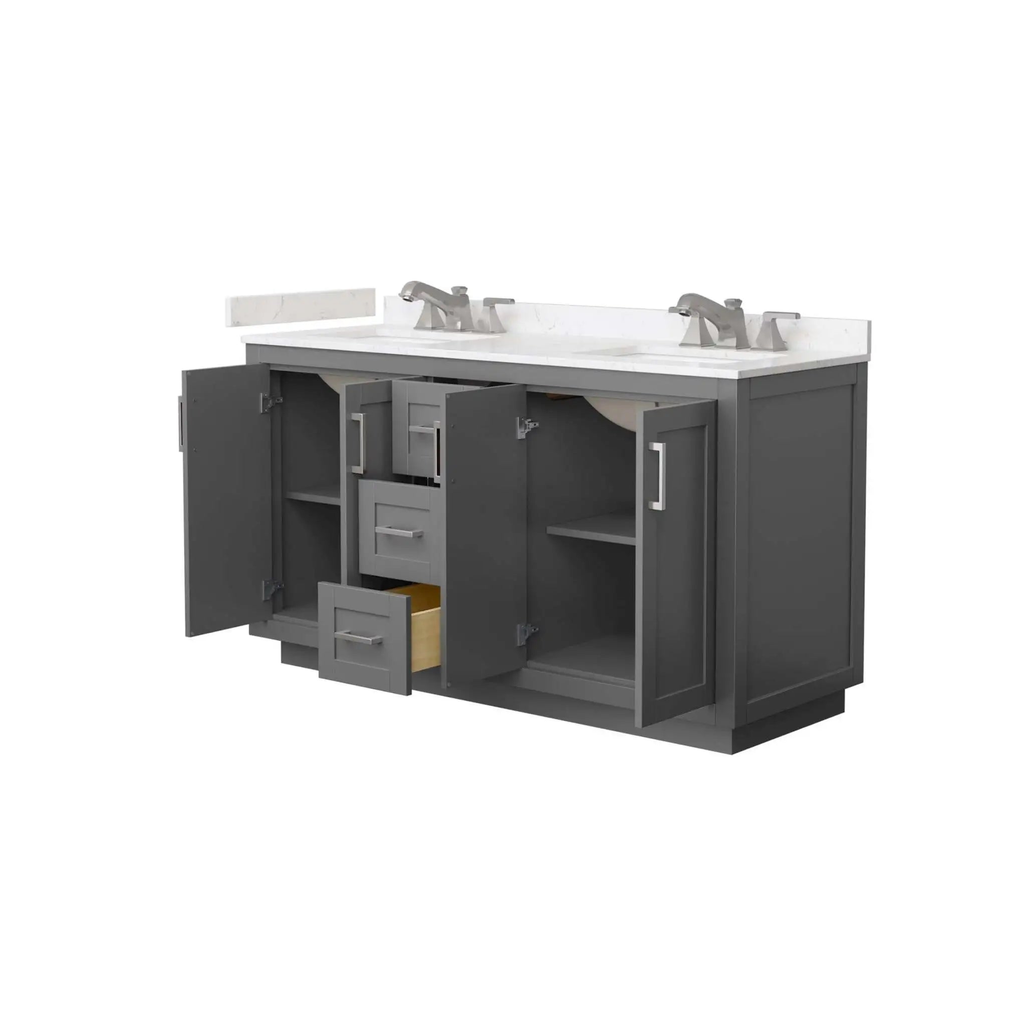 60" Miranda Double Bathroom Vanity in Dark Gray with Brushed Nickel Trim by Wyndham