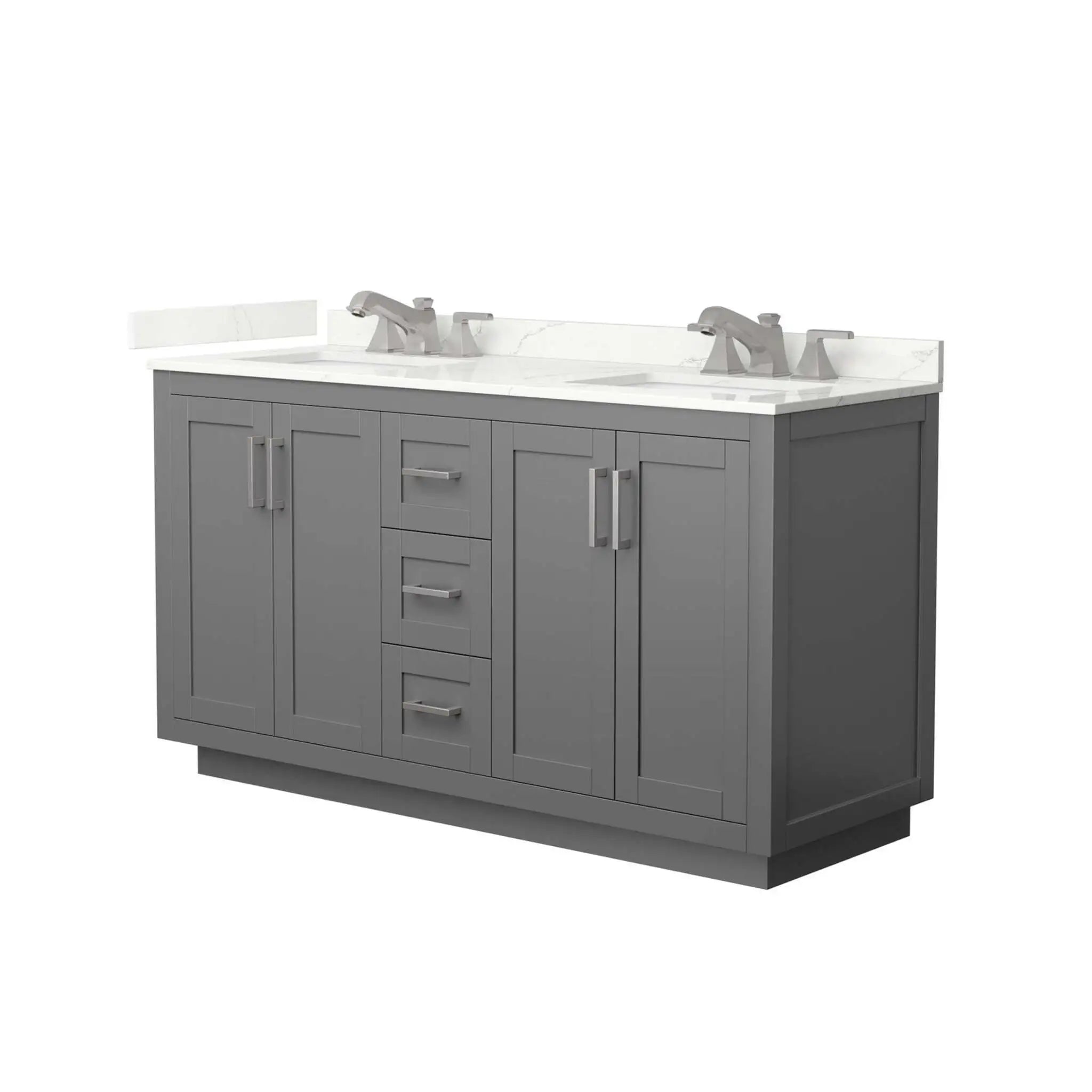 60" Miranda Double Bathroom Vanity in Dark Gray with Brushed Nickel Trim by Wyndham