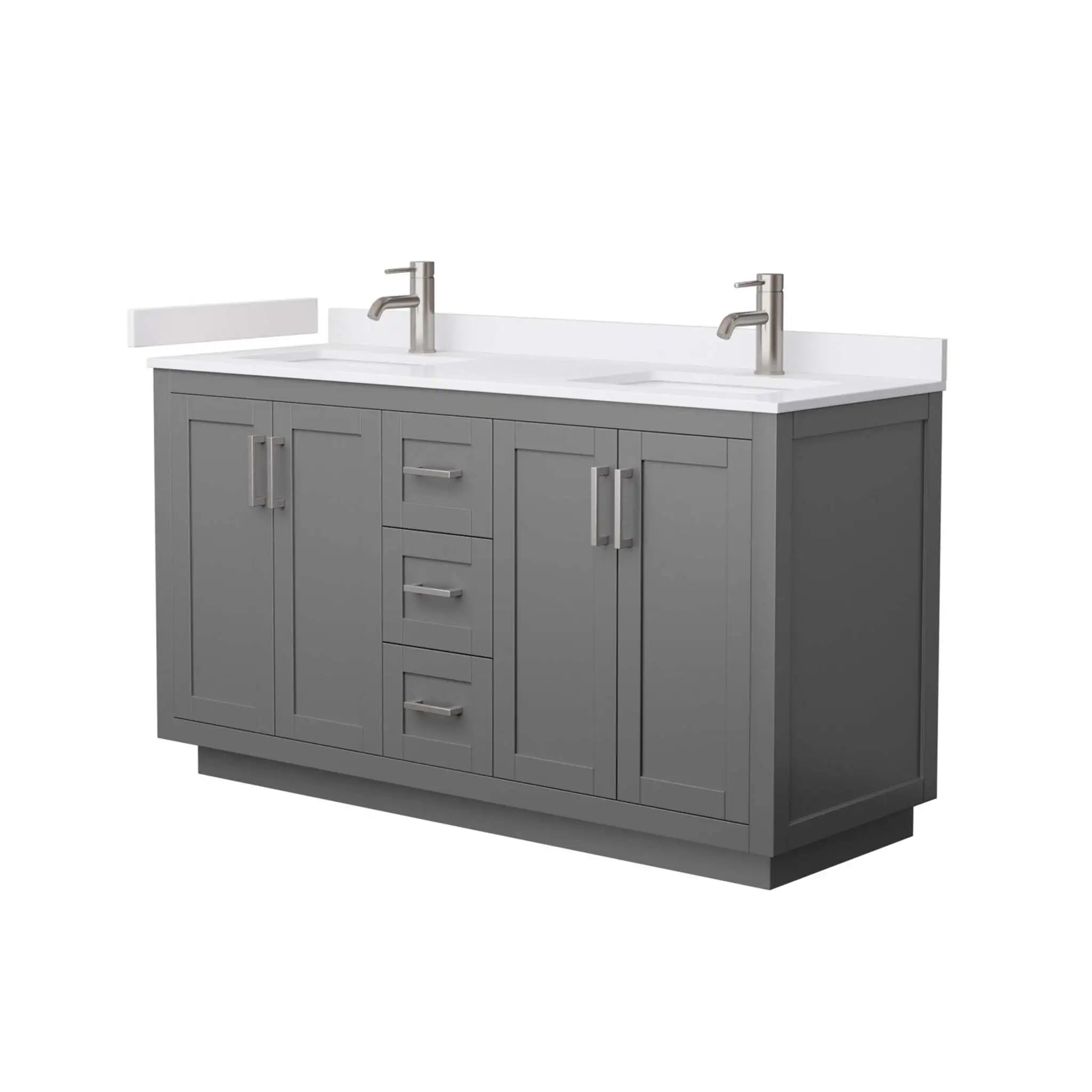 60" Miranda Double Bathroom Vanity in Dark Gray with Brushed Nickel Trim by Wyndham