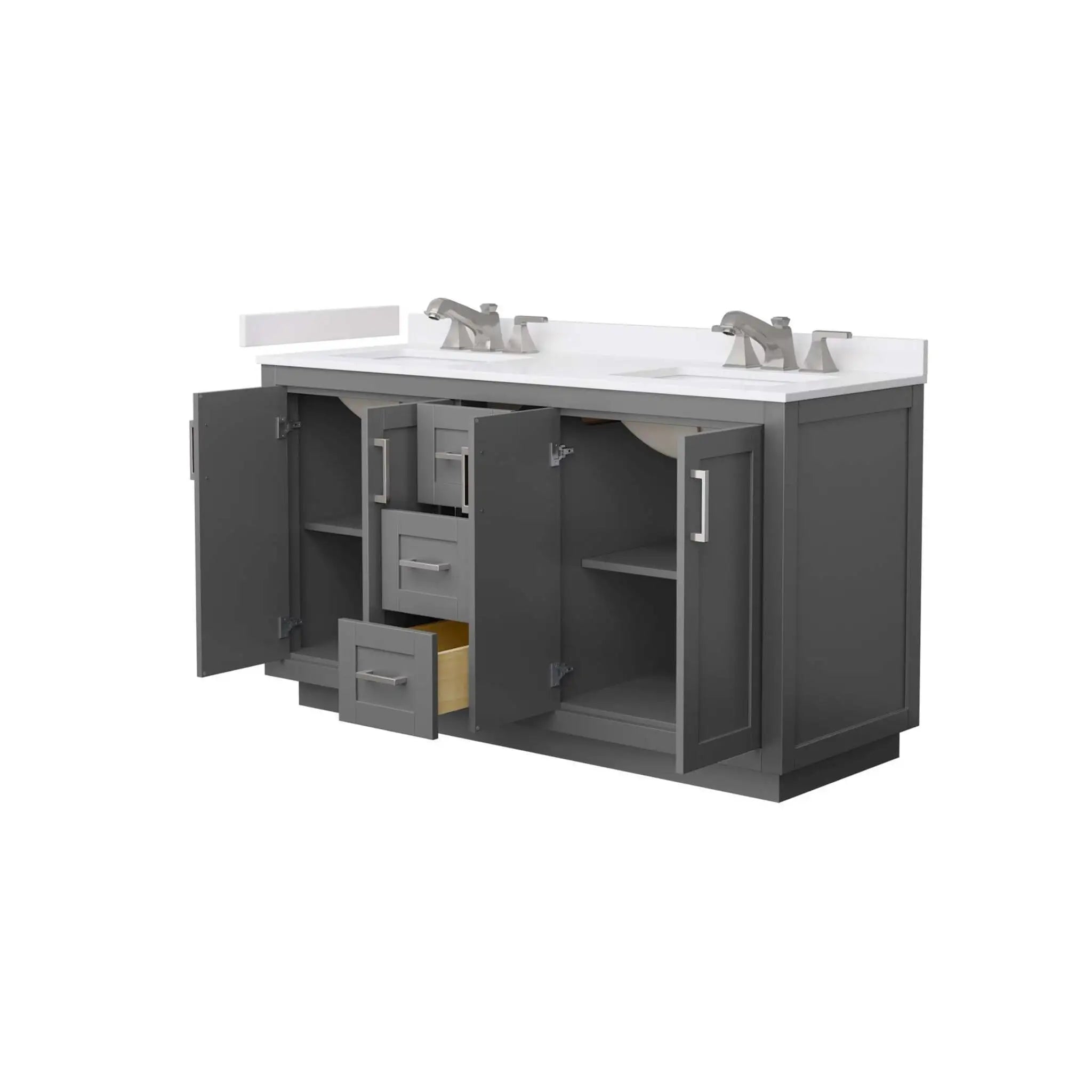 60" Miranda Double Bathroom Vanity in Dark Gray with Brushed Nickel Trim by Wyndham