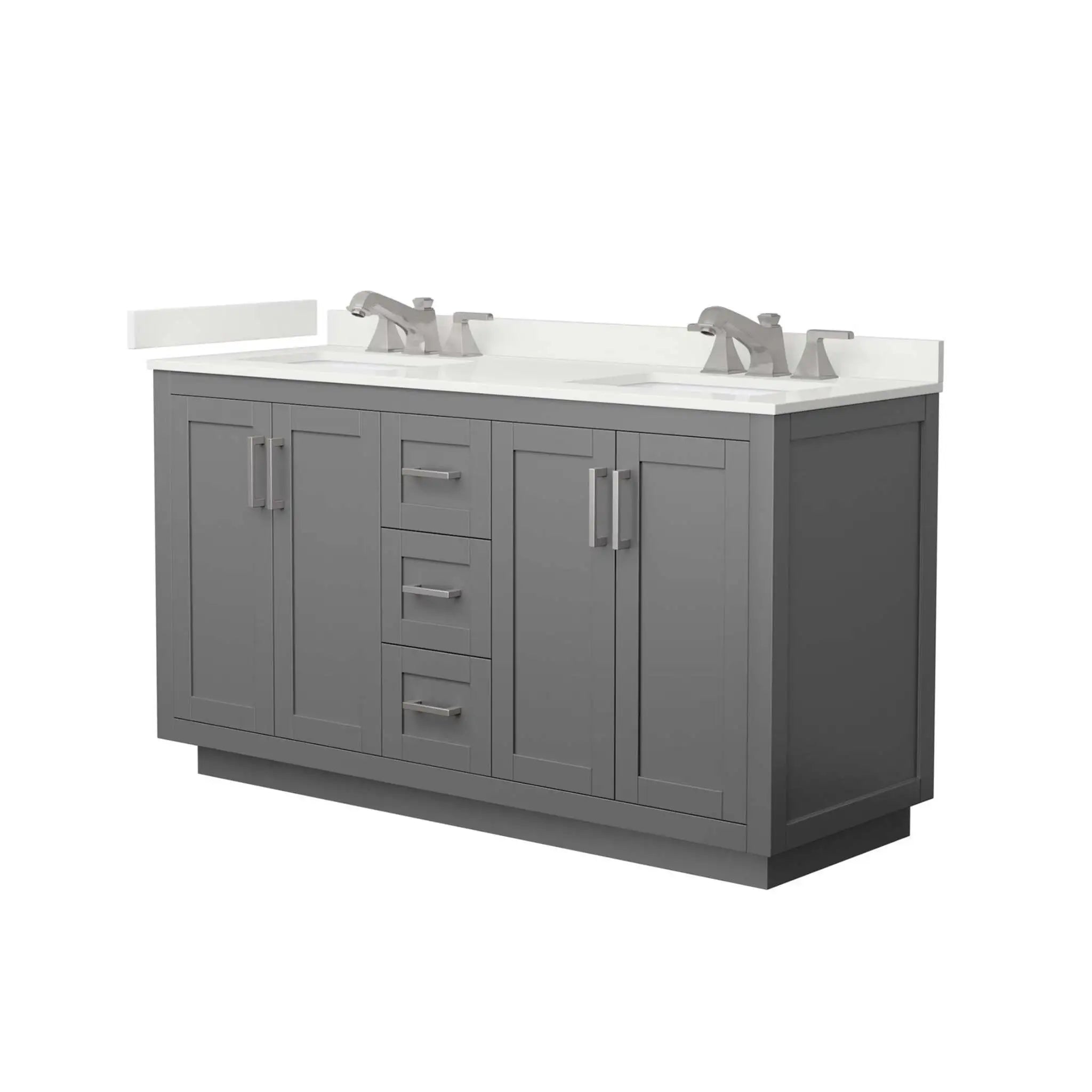 60" Miranda Double Bathroom Vanity in Dark Gray with Brushed Nickel Trim by Wyndham