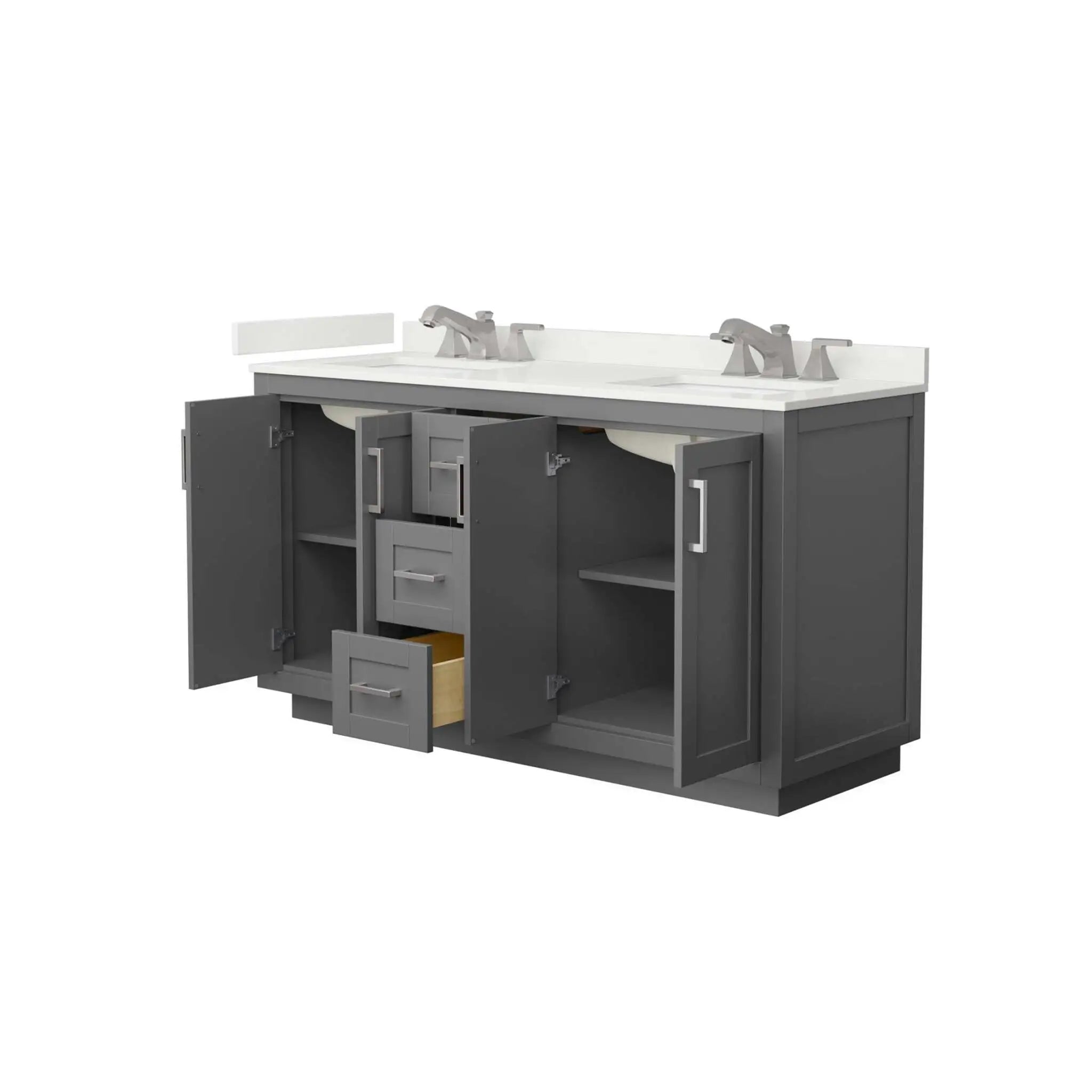 60" Miranda Double Bathroom Vanity in Dark Gray with Brushed Nickel Trim by Wyndham