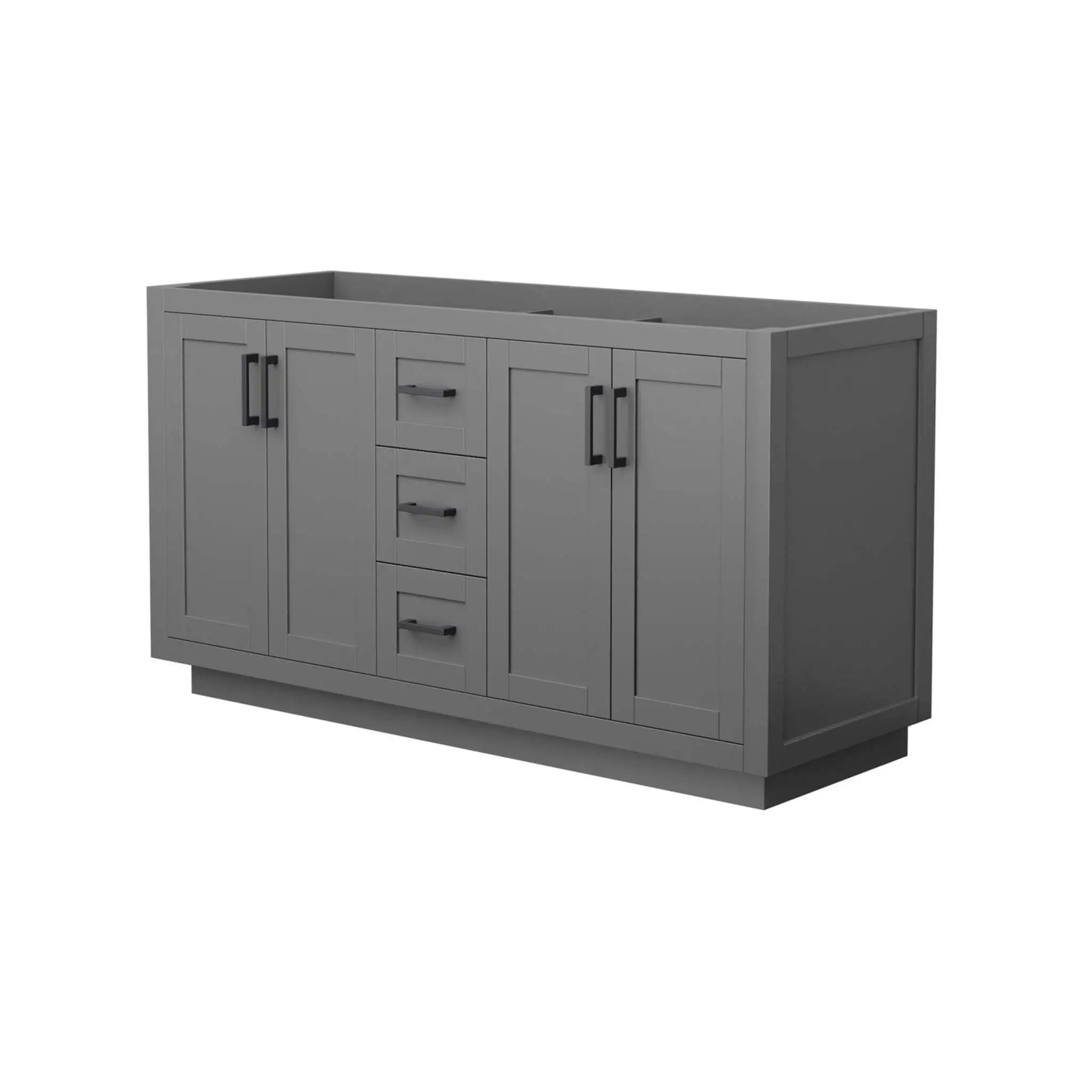 60" Miranda Double Bathroom Vanity in Dark Gray with Matte Black Trim by Wyndham