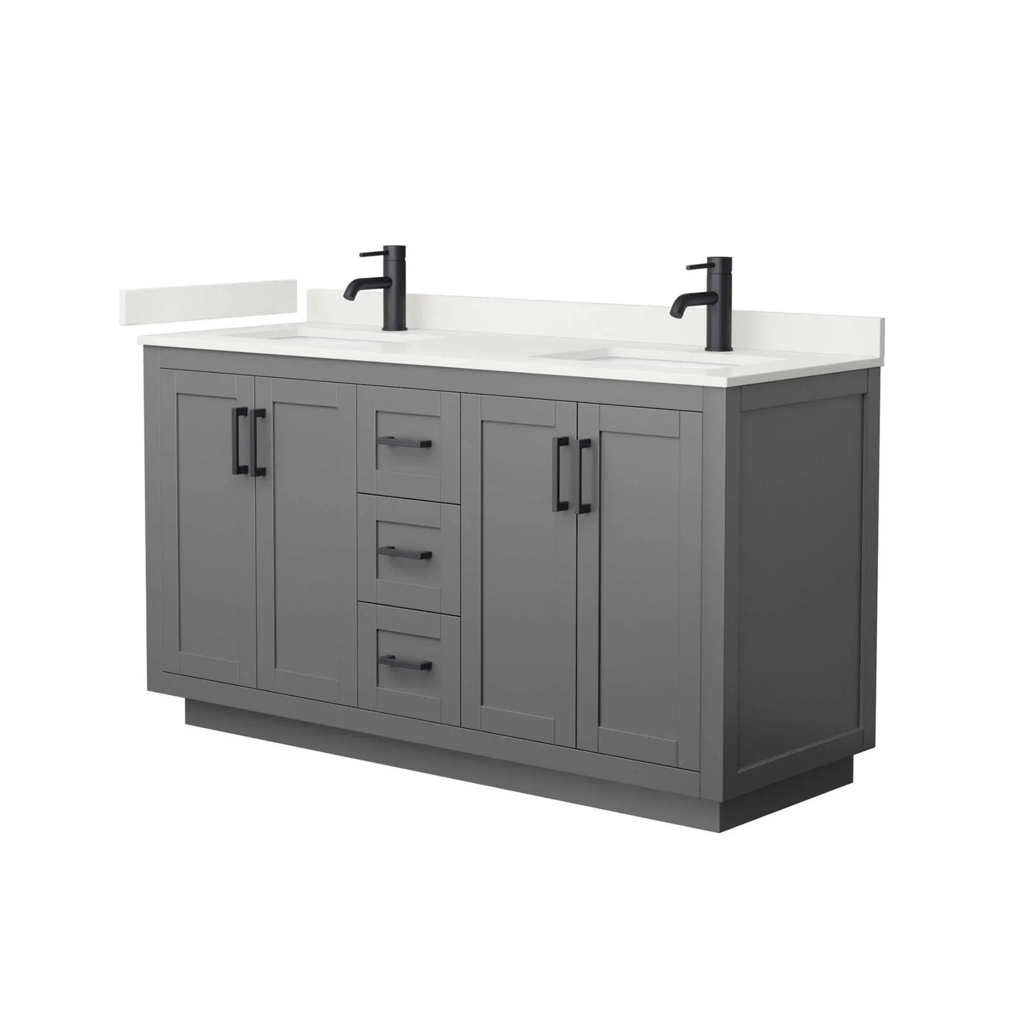 60" Miranda Double Bathroom Vanity in Dark Gray with Matte Black Trim by Wyndham