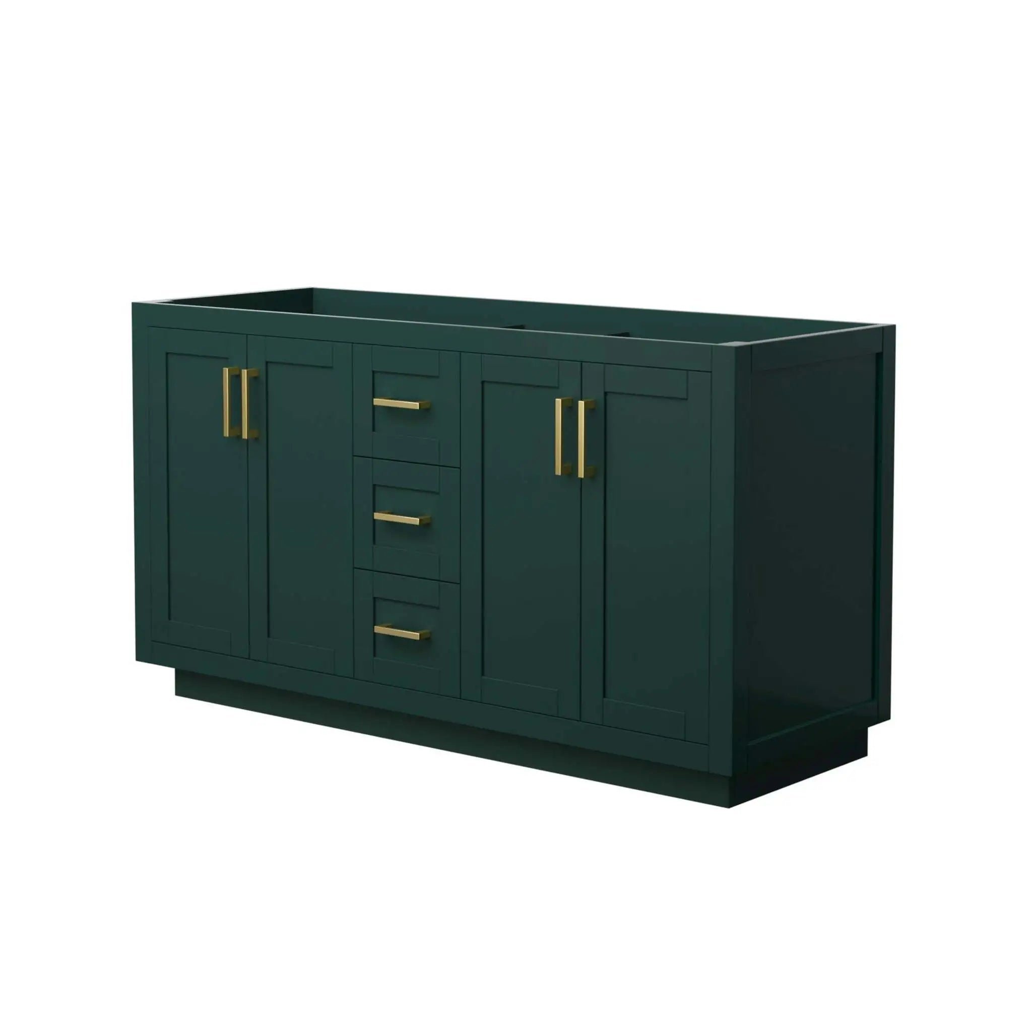 60" Miranda Double Bathroom Vanity in Green with Brushed Gold Trim by Wyndham