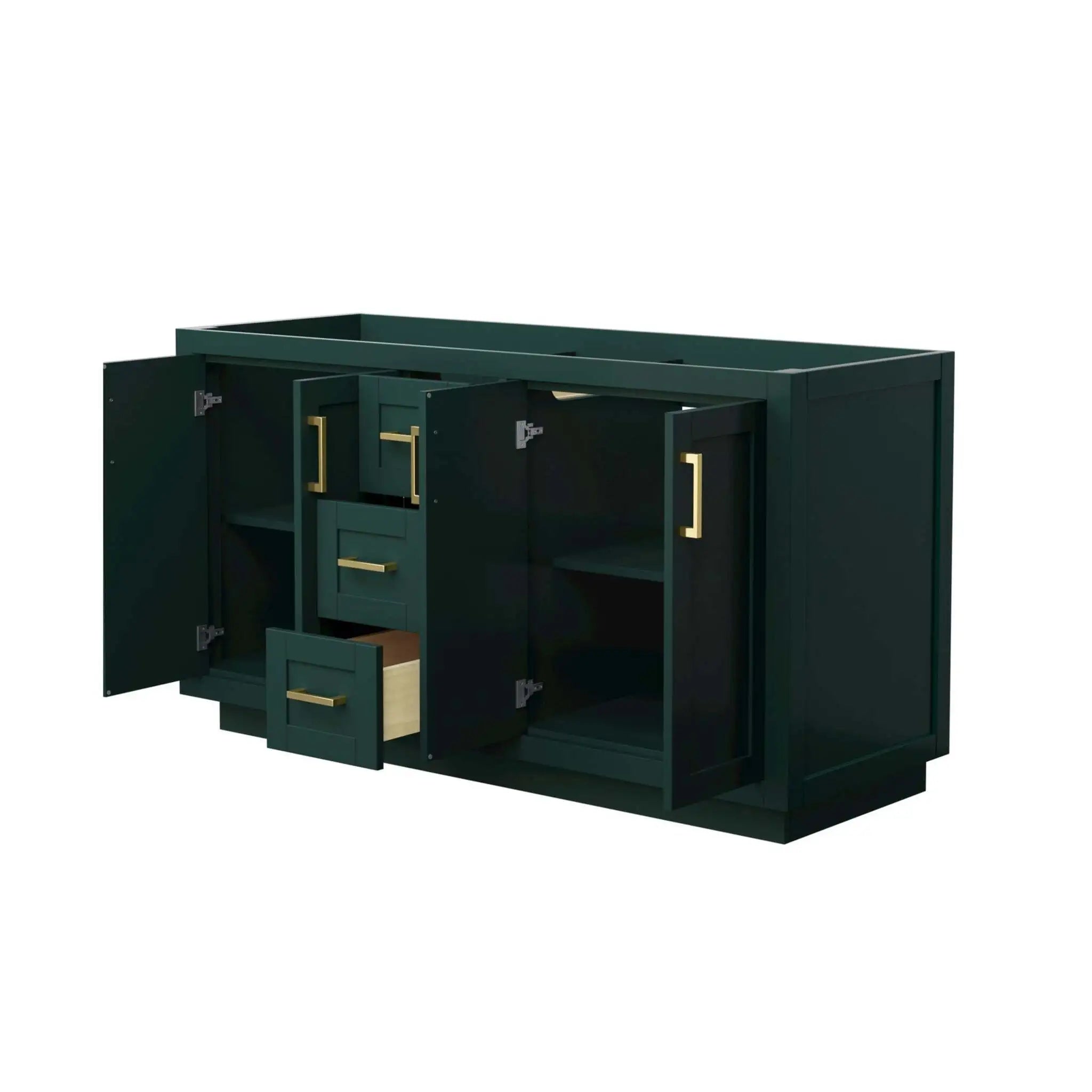 60" Miranda Double Bathroom Vanity in Green with Brushed Gold Trim by Wyndham