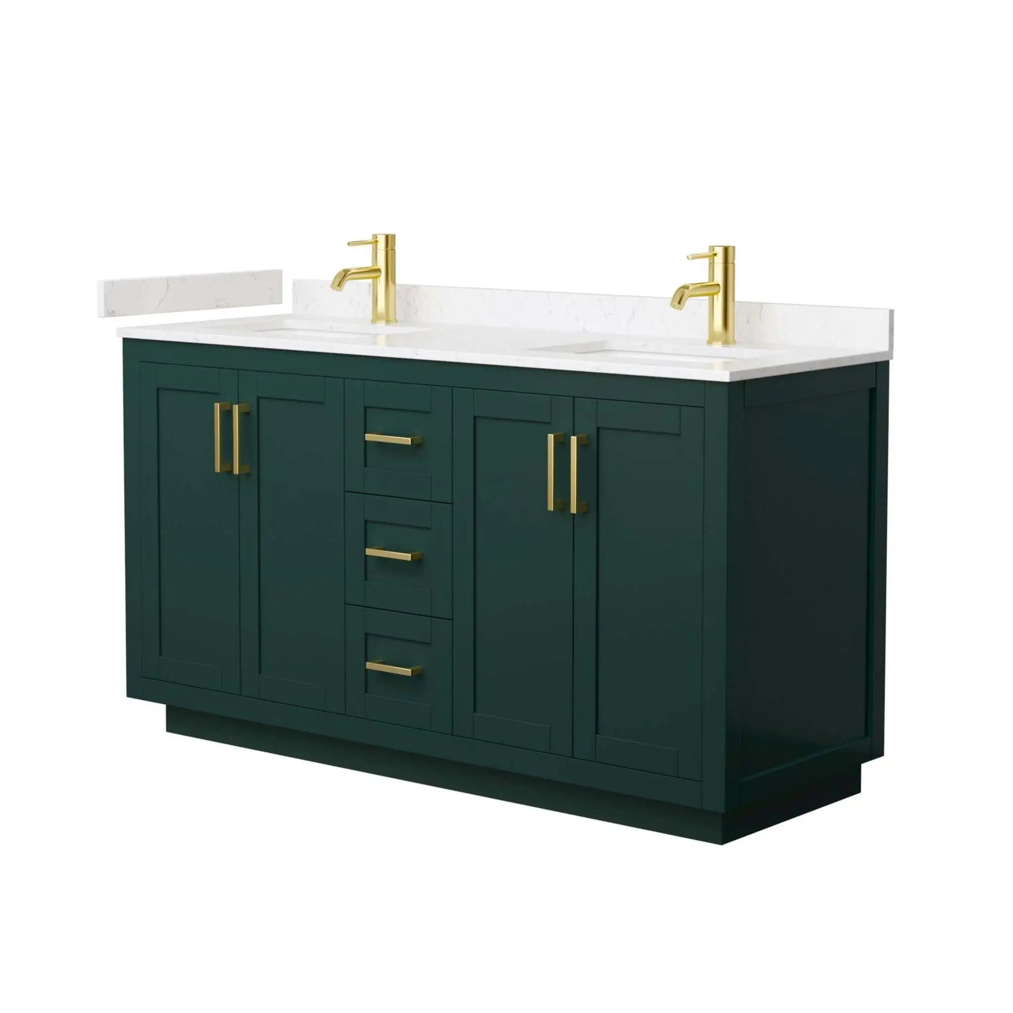 60" Miranda Double Bathroom Vanity in Green with Brushed Gold Trim by Wyndham