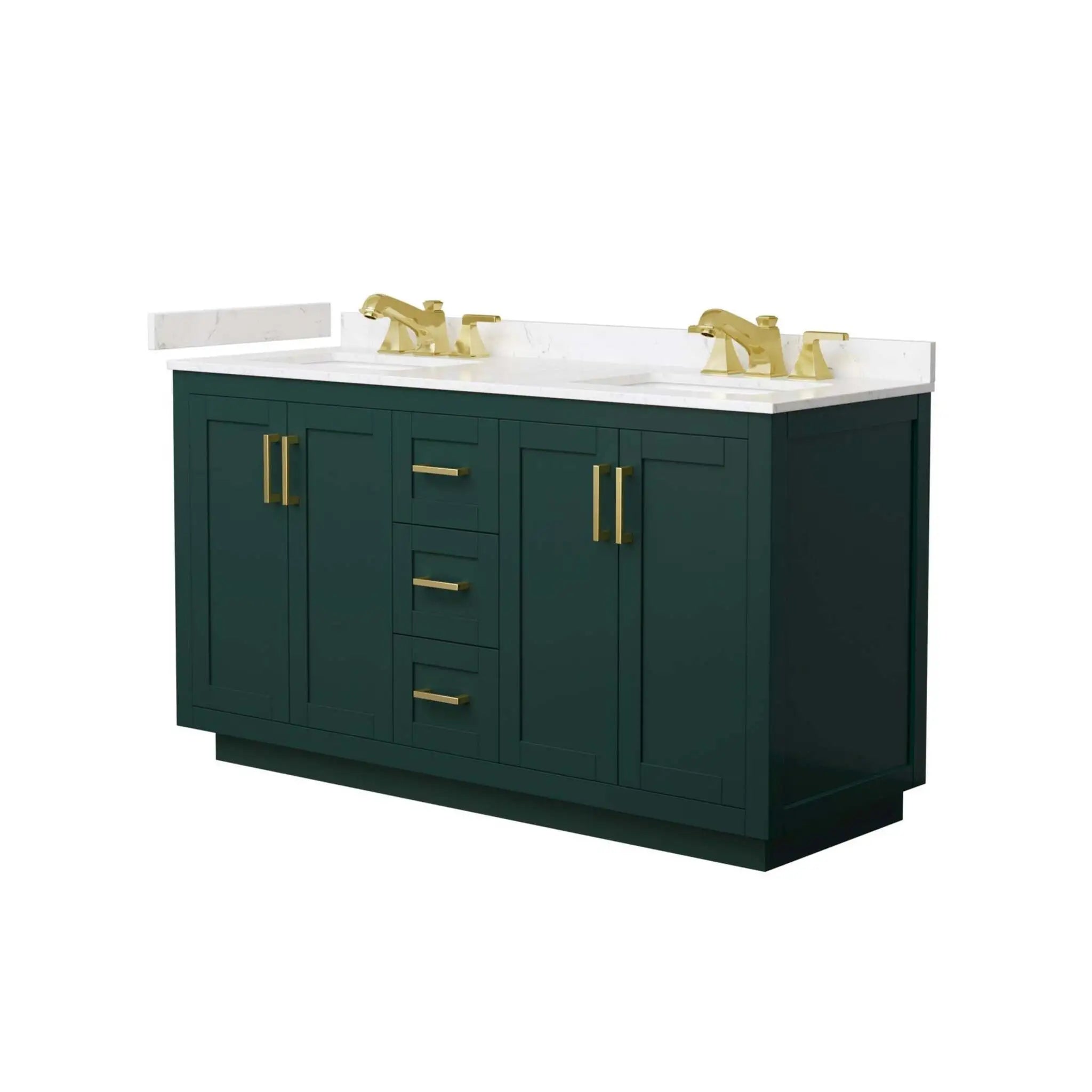 60" Miranda Double Bathroom Vanity in Green with Brushed Gold Trim by Wyndham