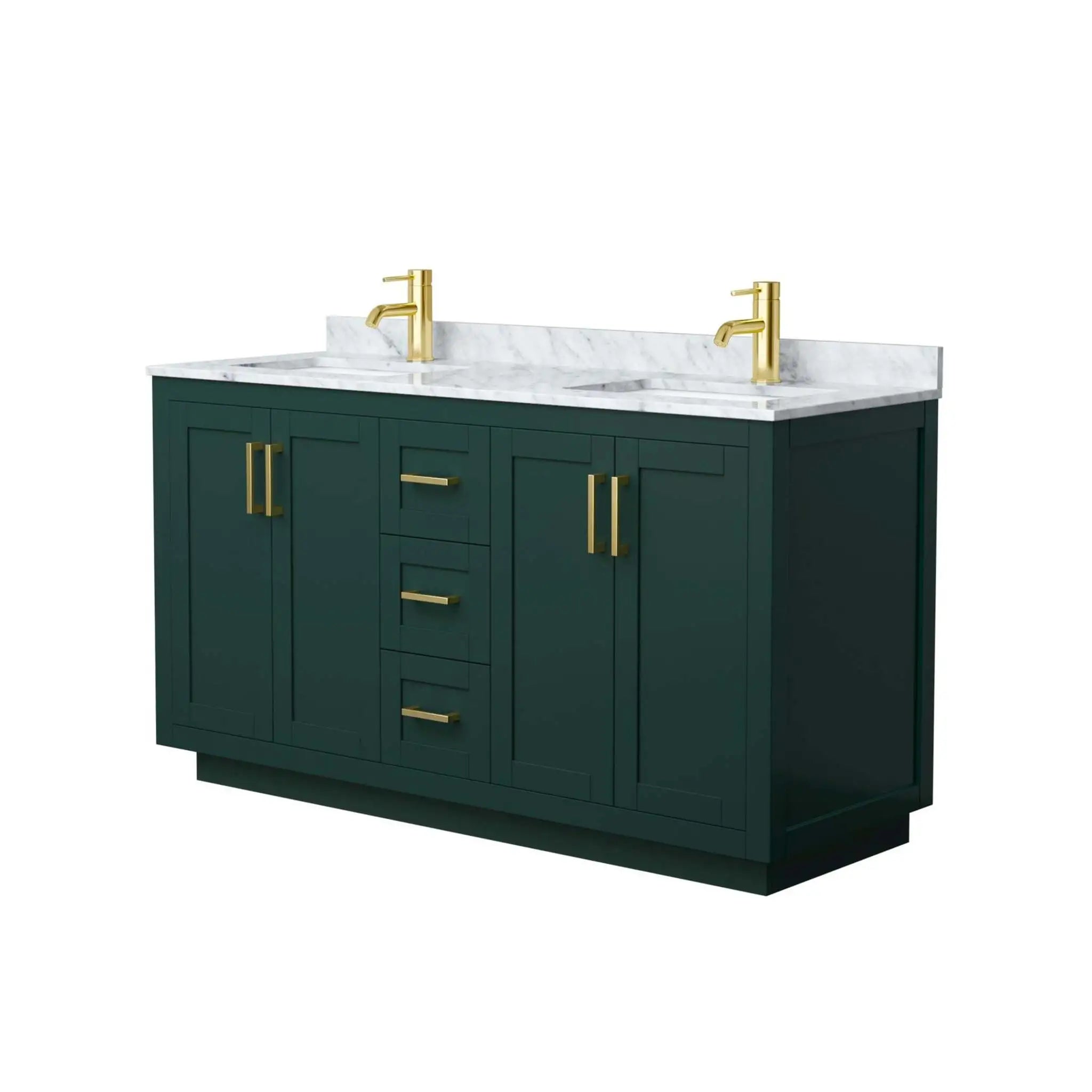 60" Miranda Double Bathroom Vanity in Green with Brushed Gold Trim by Wyndham
