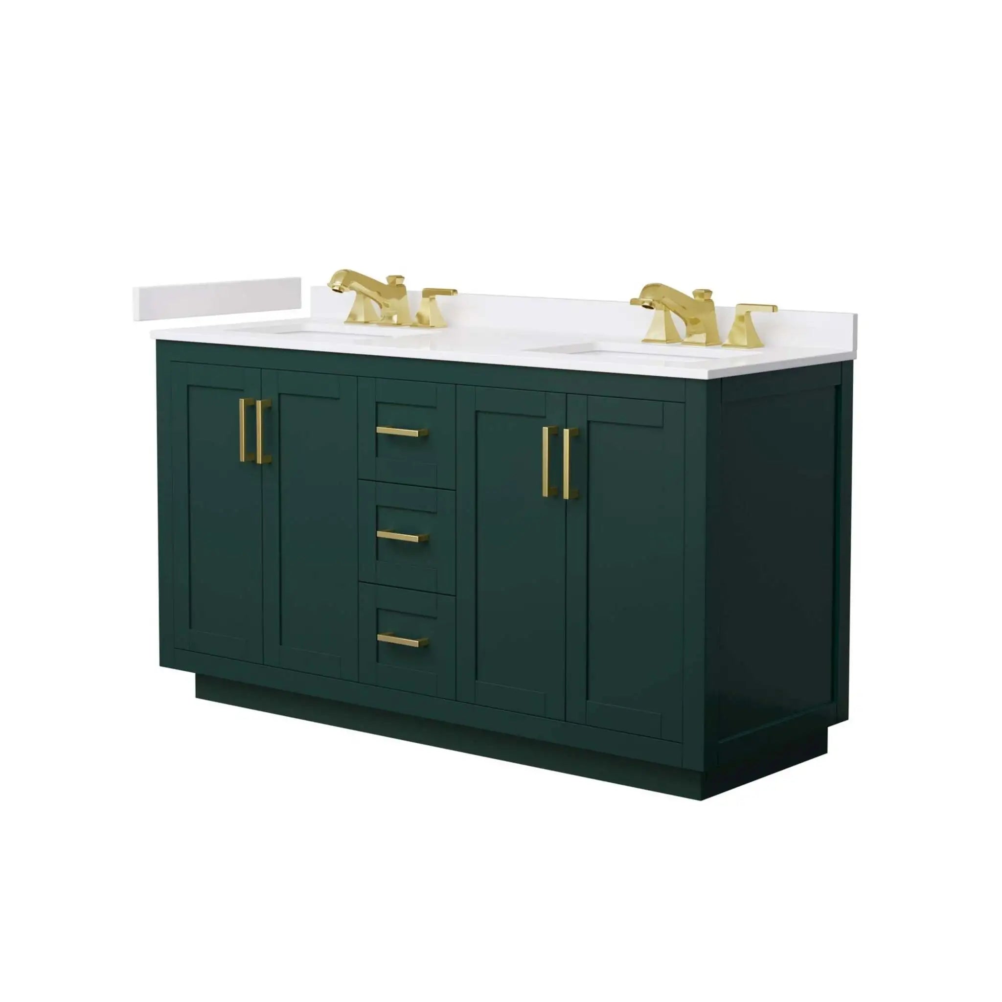 60" Miranda Double Bathroom Vanity in Green with Brushed Gold Trim by Wyndham
