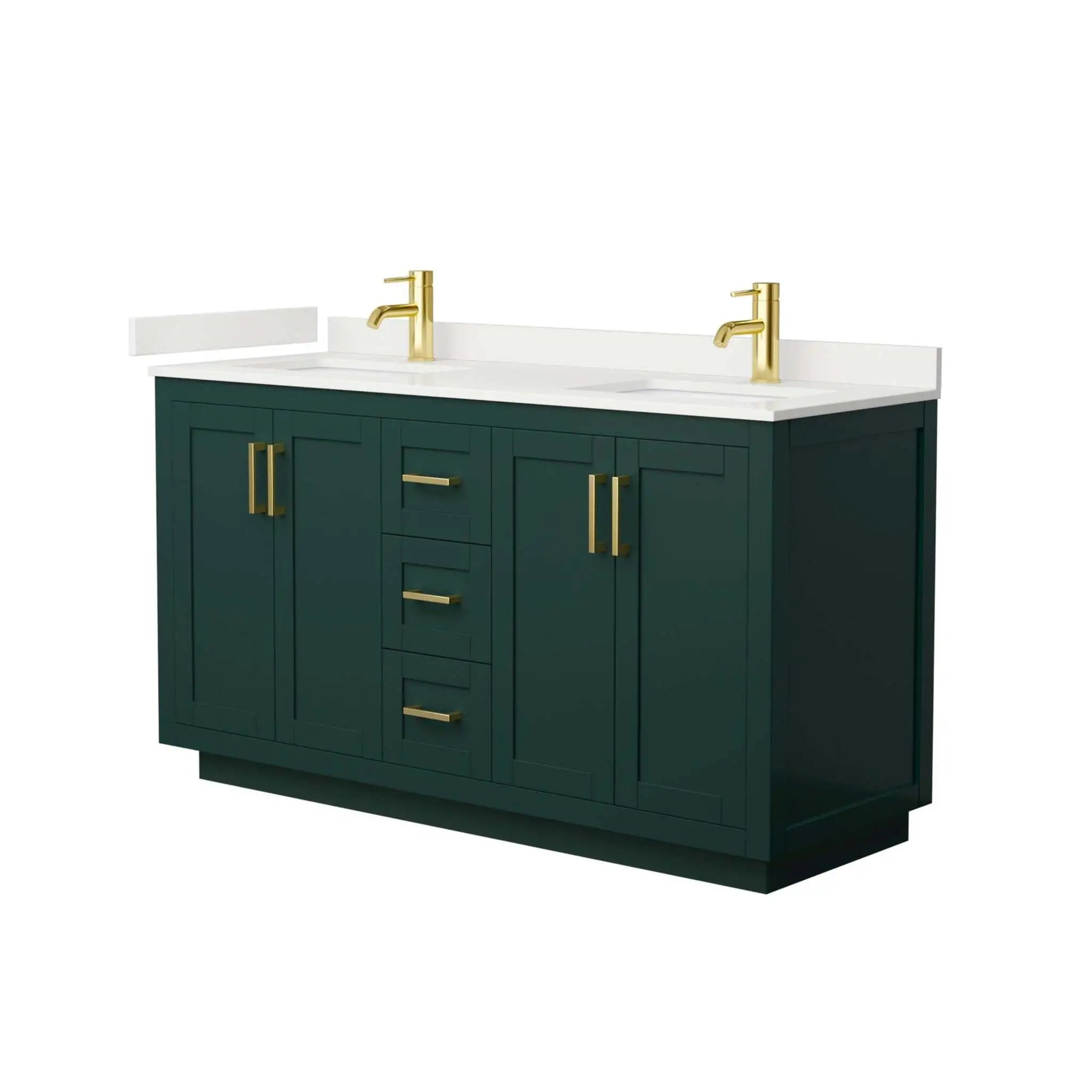 60" Miranda Double Bathroom Vanity in Green with Brushed Gold Trim by Wyndham
