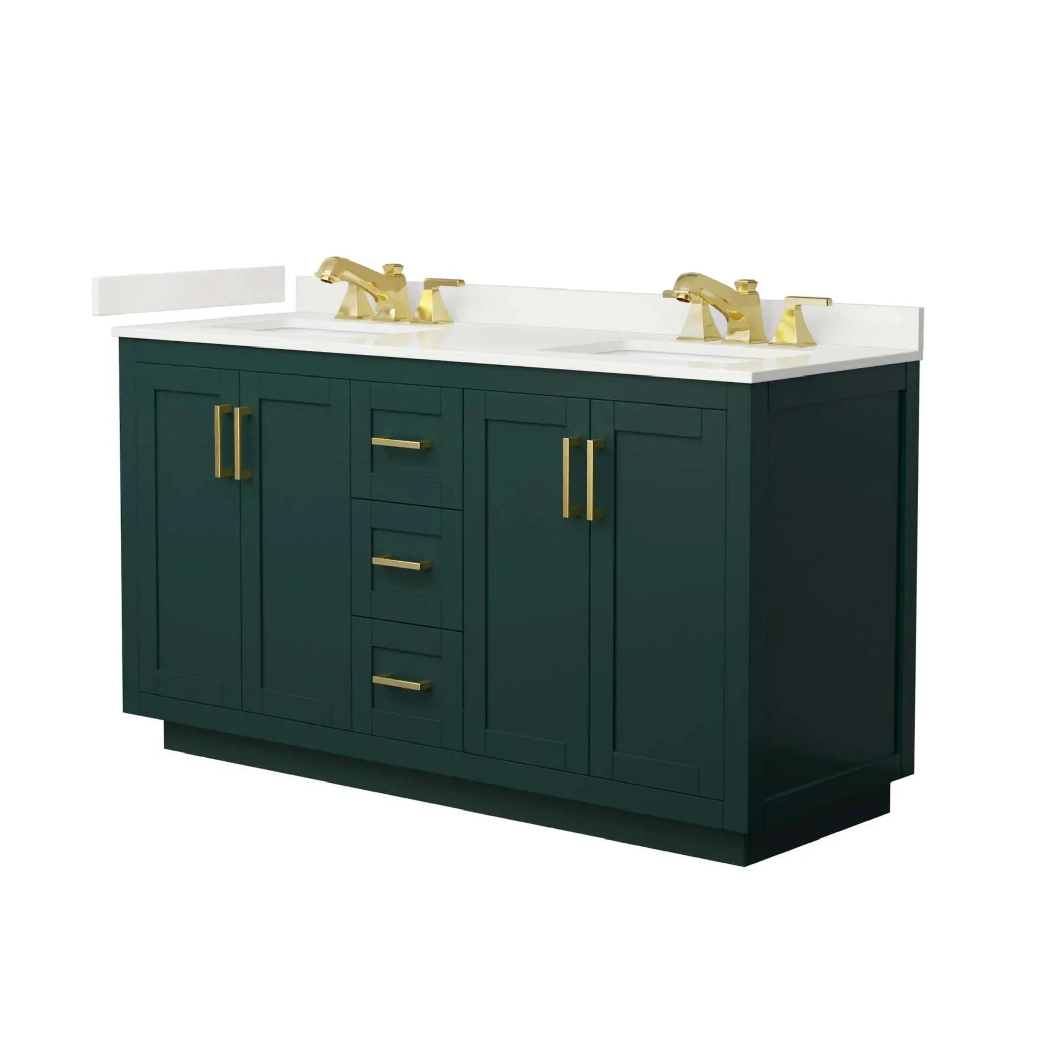 60" Miranda Double Bathroom Vanity in Green with Brushed Gold Trim by Wyndham