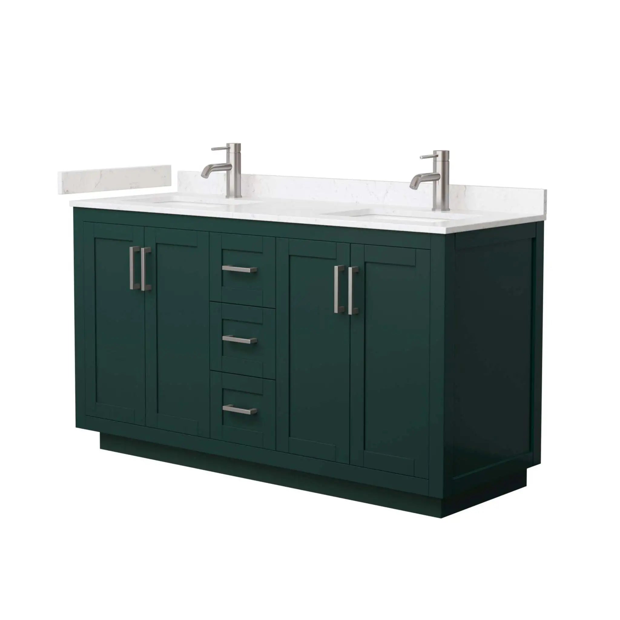 60" Miranda Double Bathroom Vanity in Green with Brushed Nickel Trim by Wyndham