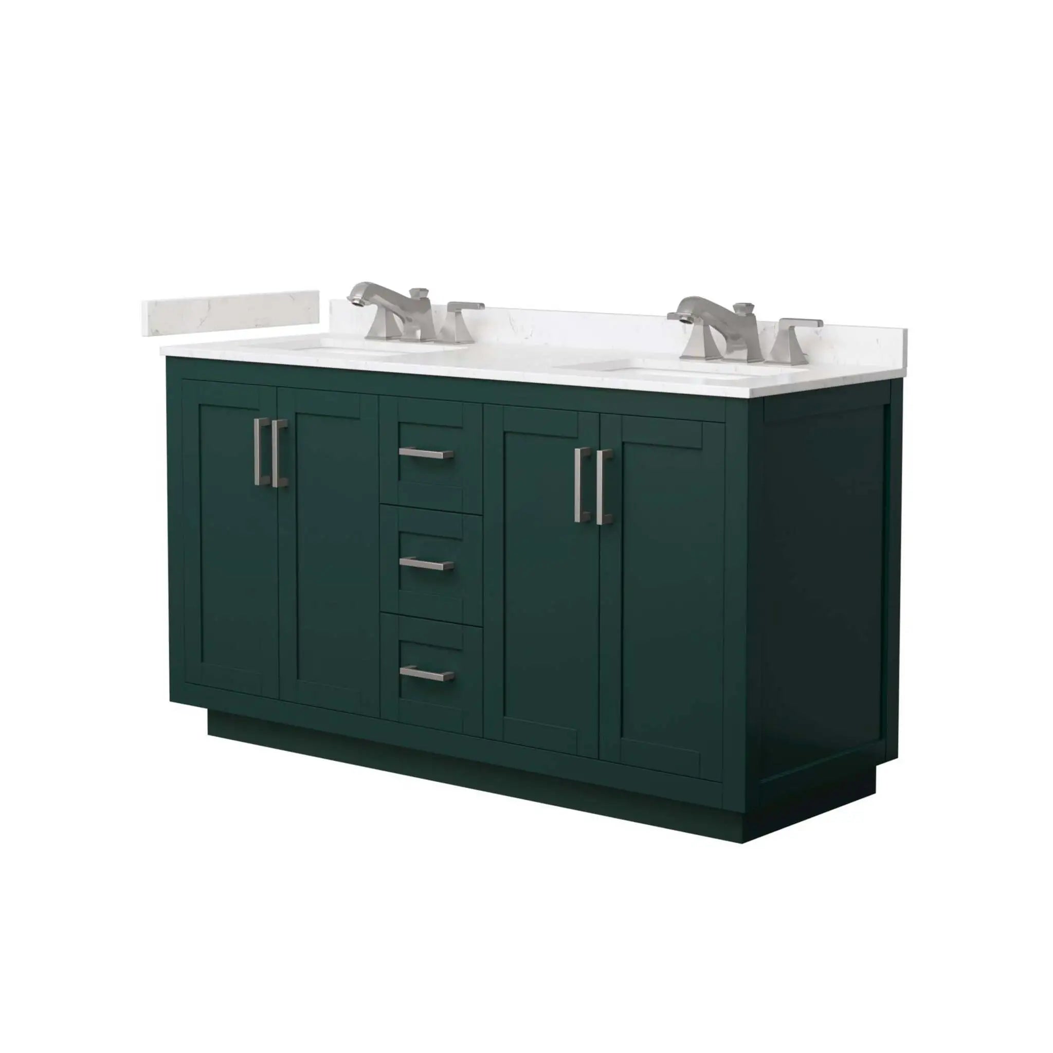 60" Miranda Double Bathroom Vanity in Green with Brushed Nickel Trim by Wyndham
