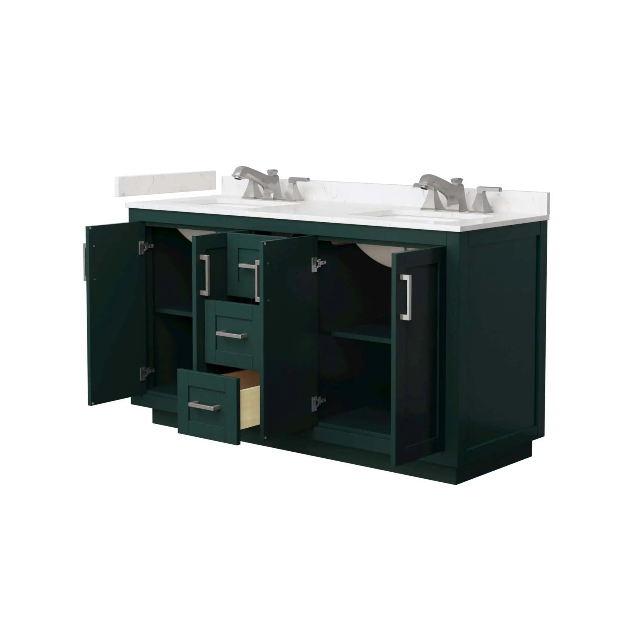 60" Miranda Double Bathroom Vanity in Green with Brushed Nickel Trim by Wyndham