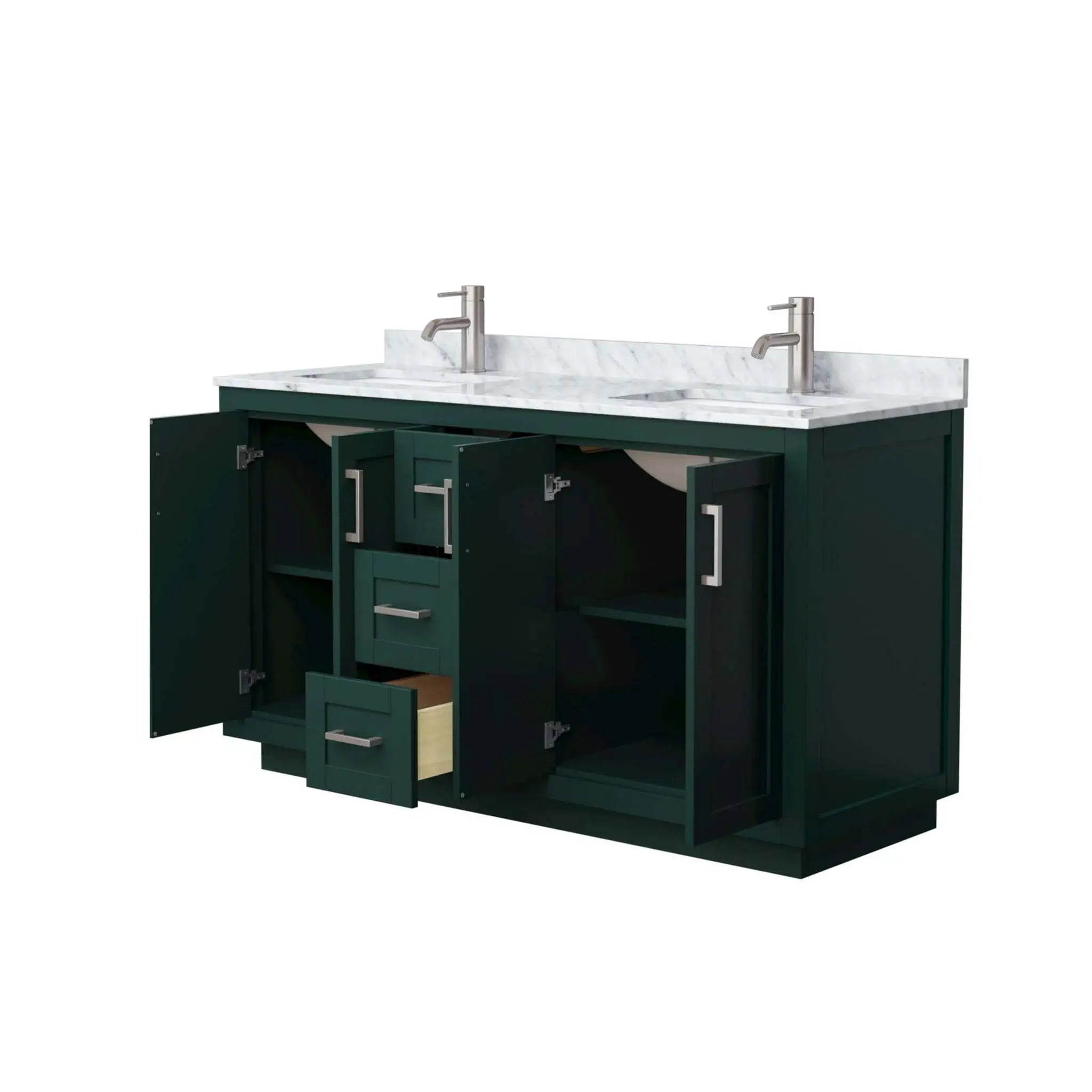 60" Miranda Double Bathroom Vanity in Green with Brushed Nickel Trim by Wyndham