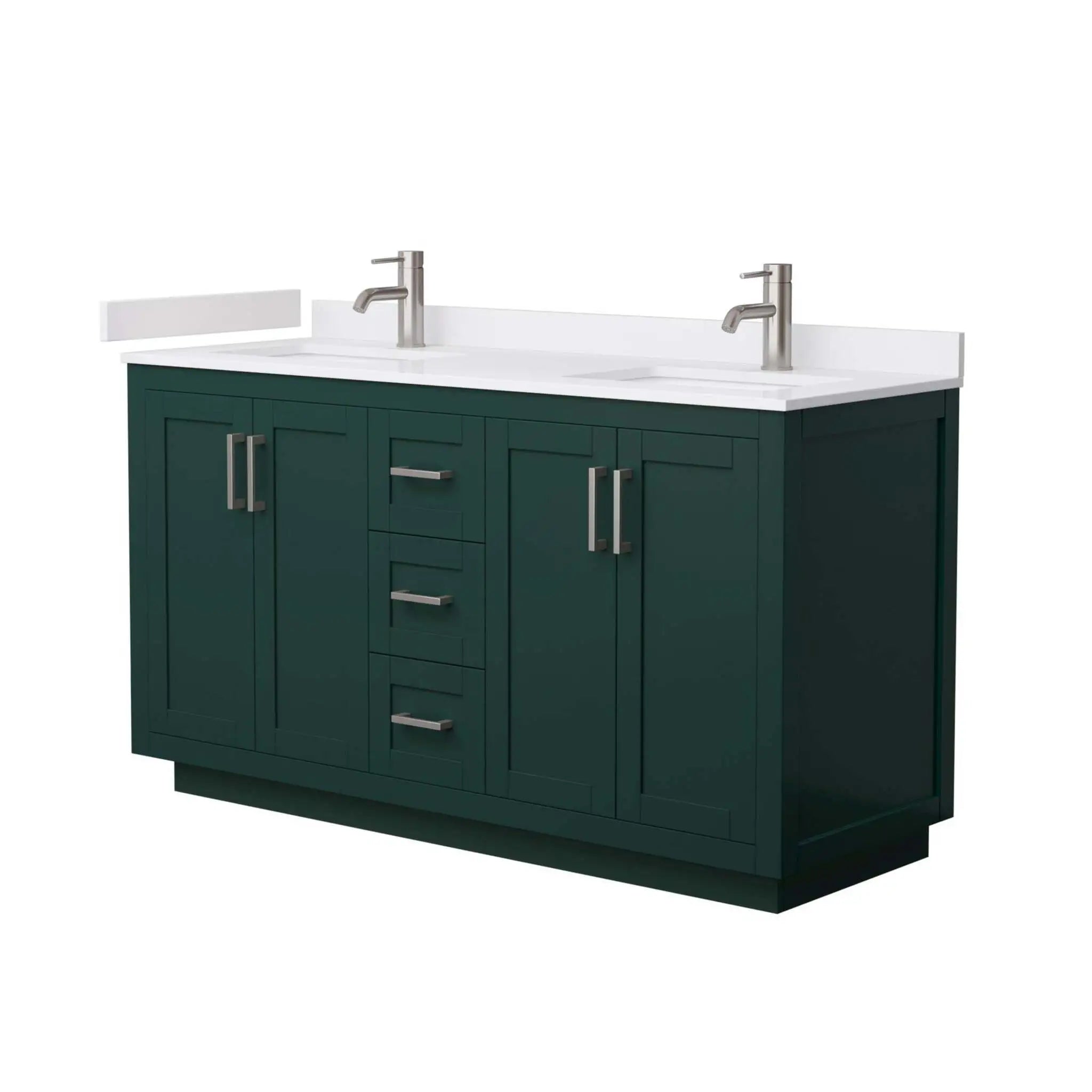 60" Miranda Double Bathroom Vanity in Green with Brushed Nickel Trim by Wyndham