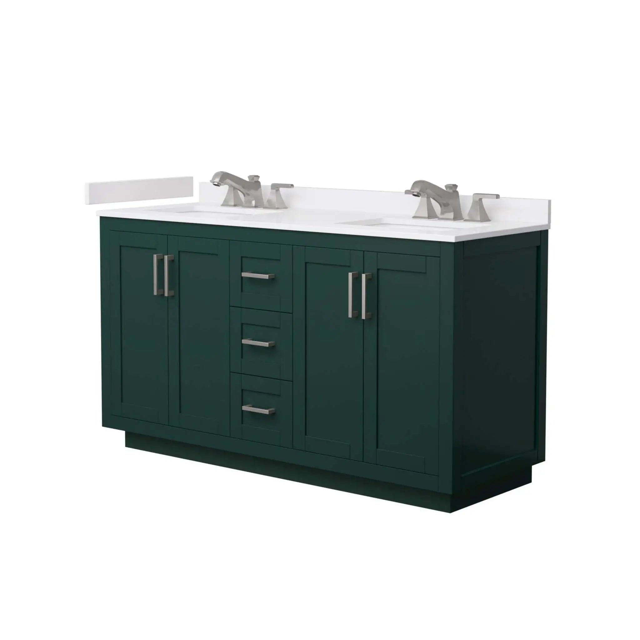 60" Miranda Double Bathroom Vanity in Green with Brushed Nickel Trim by Wyndham