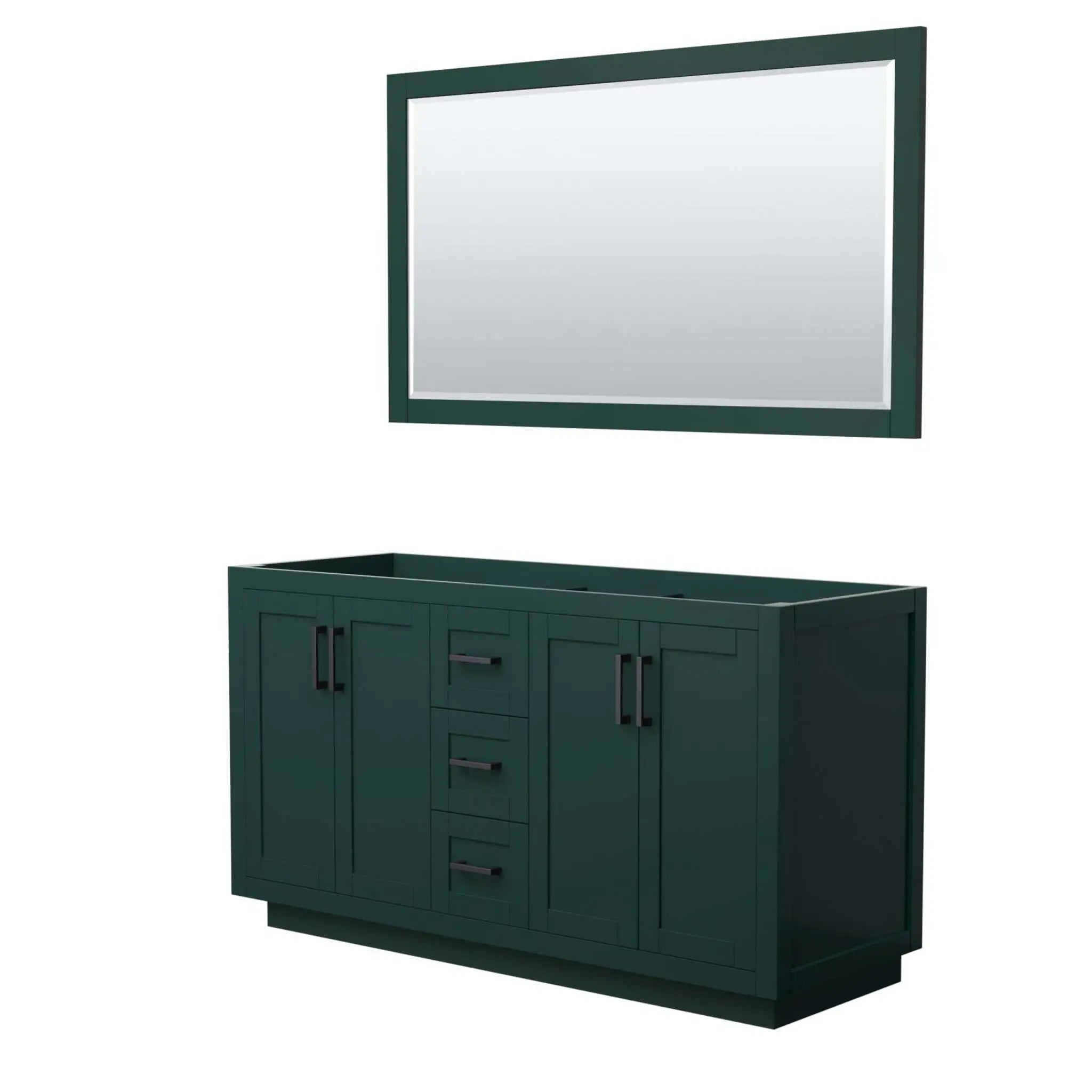 60" Miranda Double Bathroom Vanity in Green with Matte Black Trim & 58" Mirror by Wyndham
