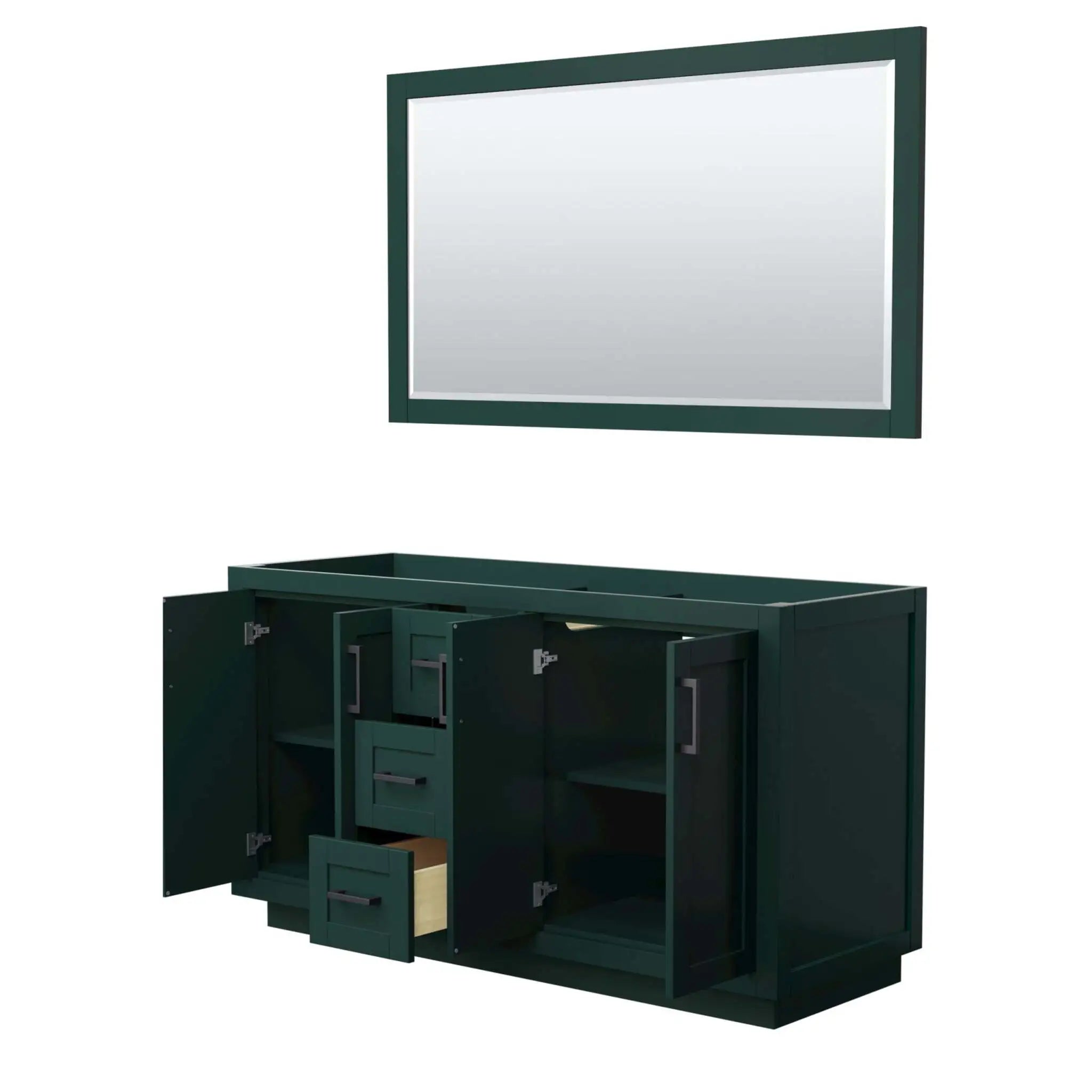 60" Miranda Double Bathroom Vanity in Green with Matte Black Trim & 58" Mirror by Wyndham