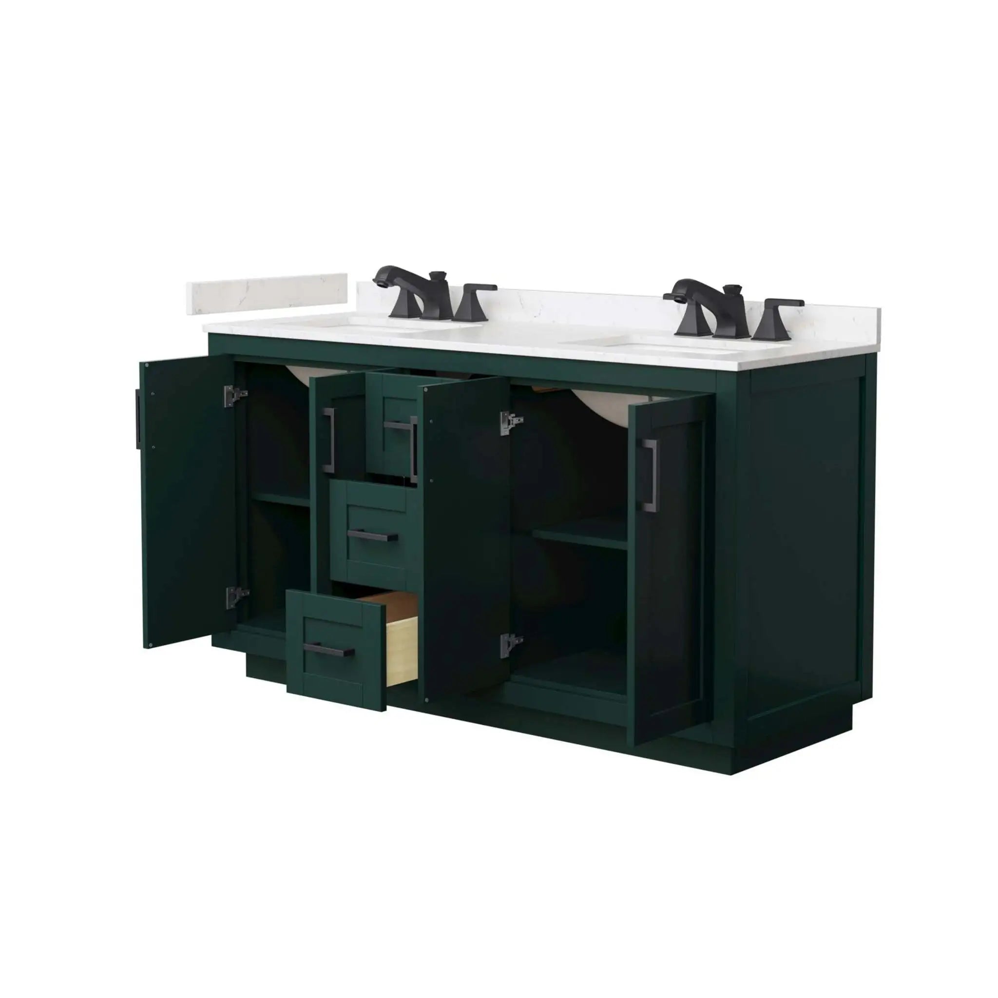 60" Miranda Double Bathroom Vanity in Green with Matte Black Trim by Wyndham
