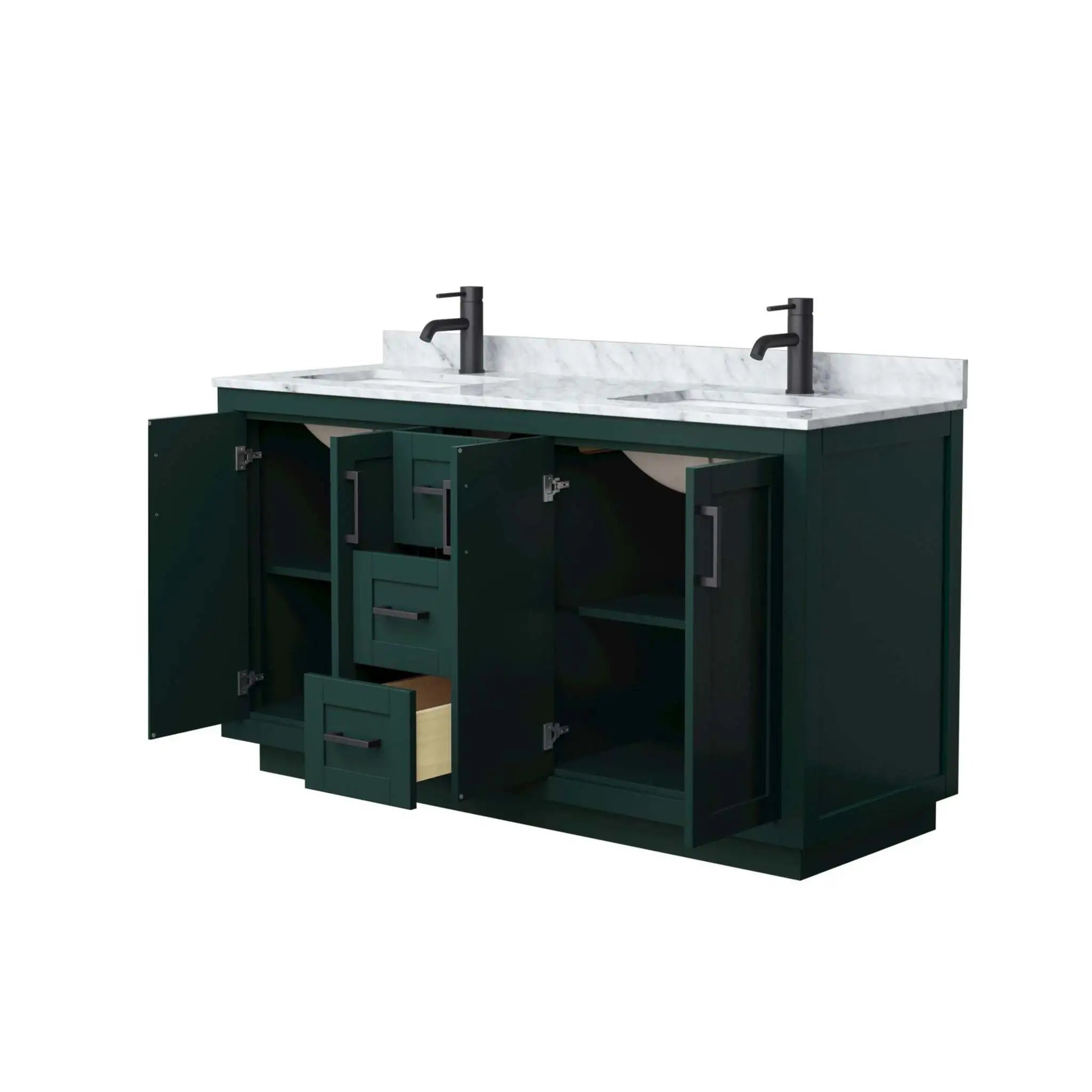 60" Miranda Double Bathroom Vanity in Green with Matte Black Trim by Wyndham