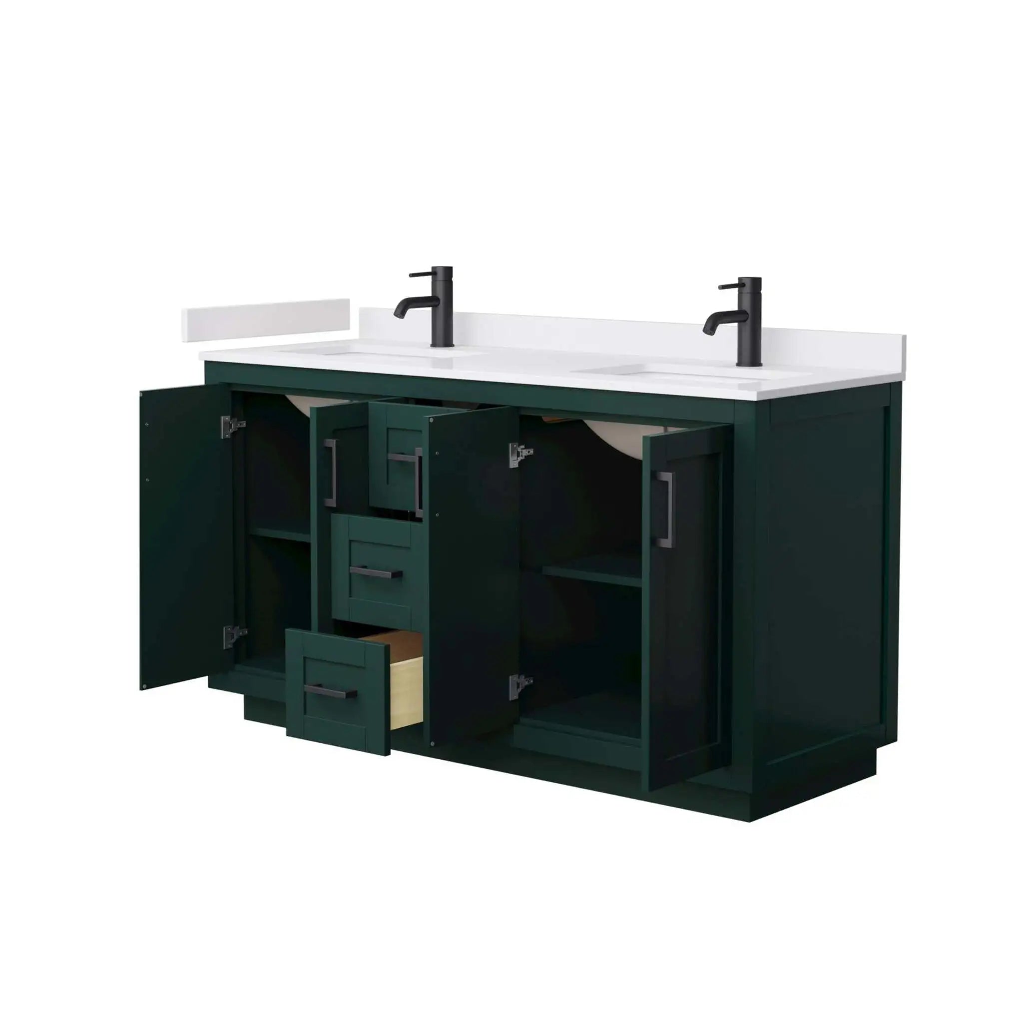 60" Miranda Double Bathroom Vanity in Green with Matte Black Trim by Wyndham