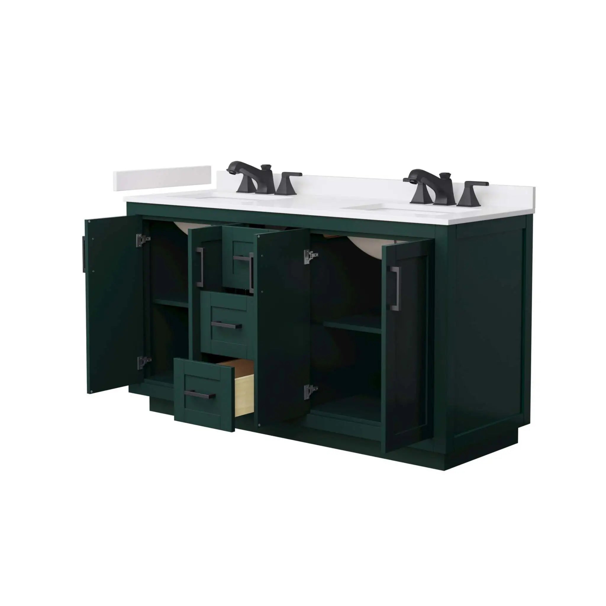 60" Miranda Double Bathroom Vanity in Green with Matte Black Trim by Wyndham