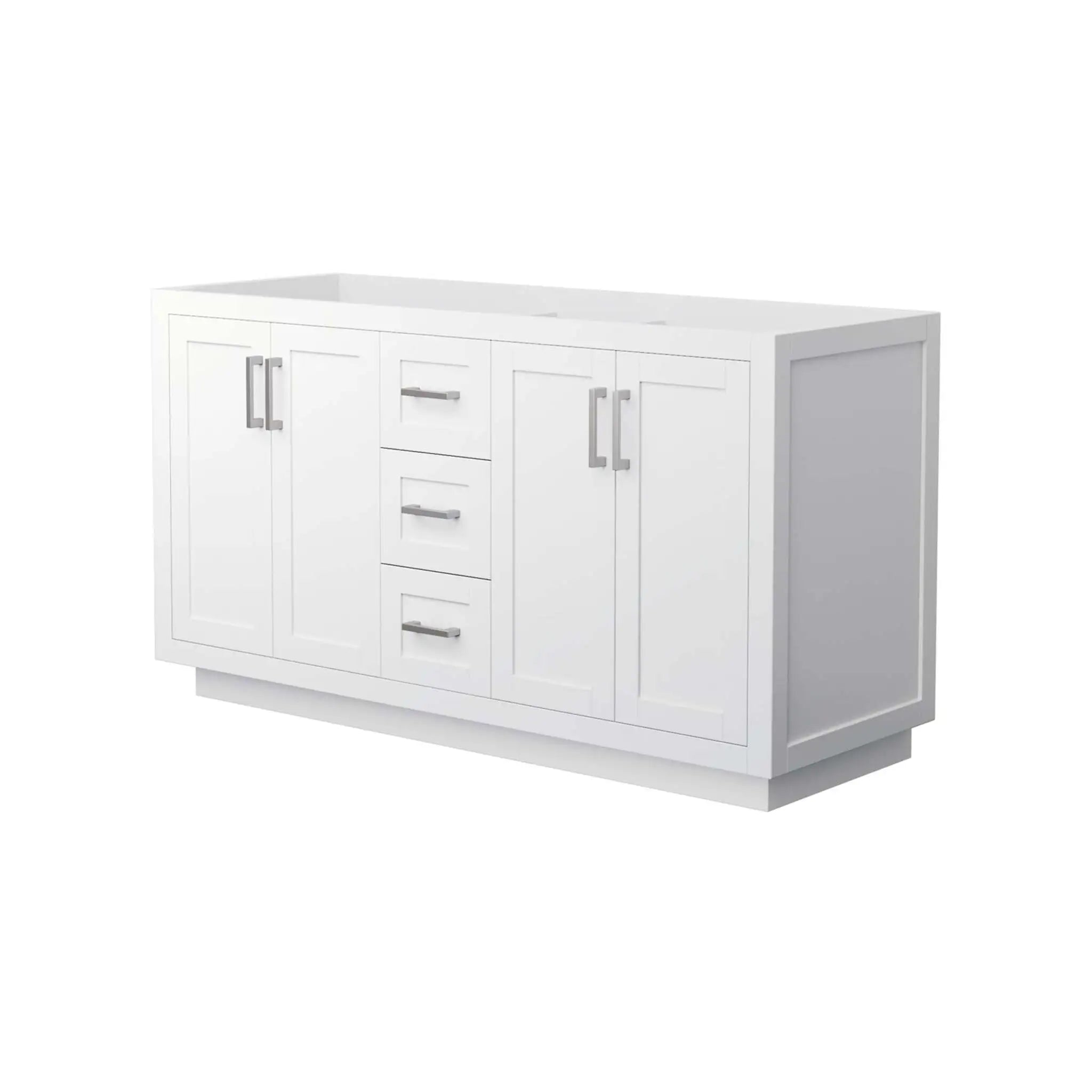 60" Miranda Double Bathroom Vanity in White with Brushed Nickel Trim by Wyndham