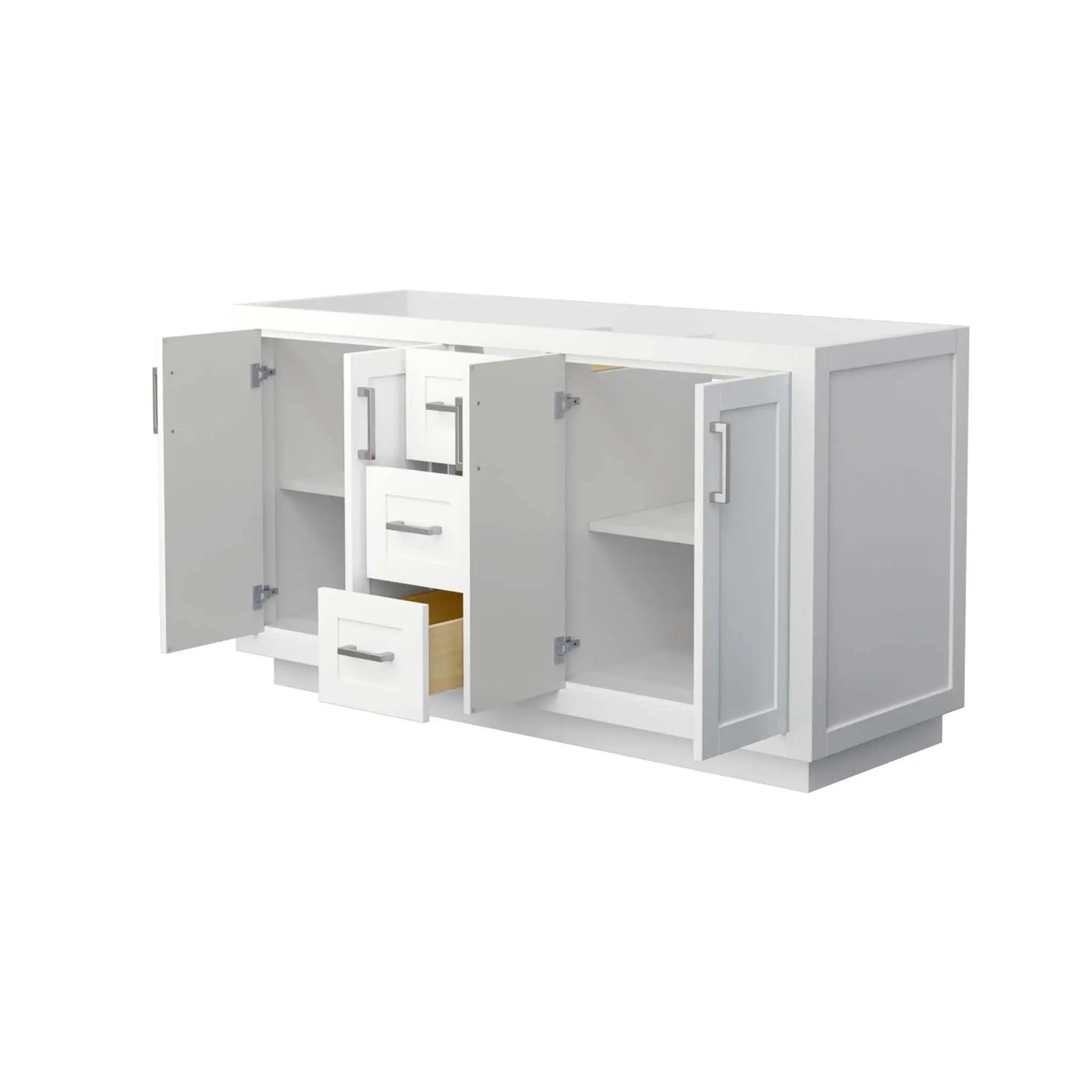 60" Miranda Double Bathroom Vanity in White with Brushed Nickel Trim by Wyndham