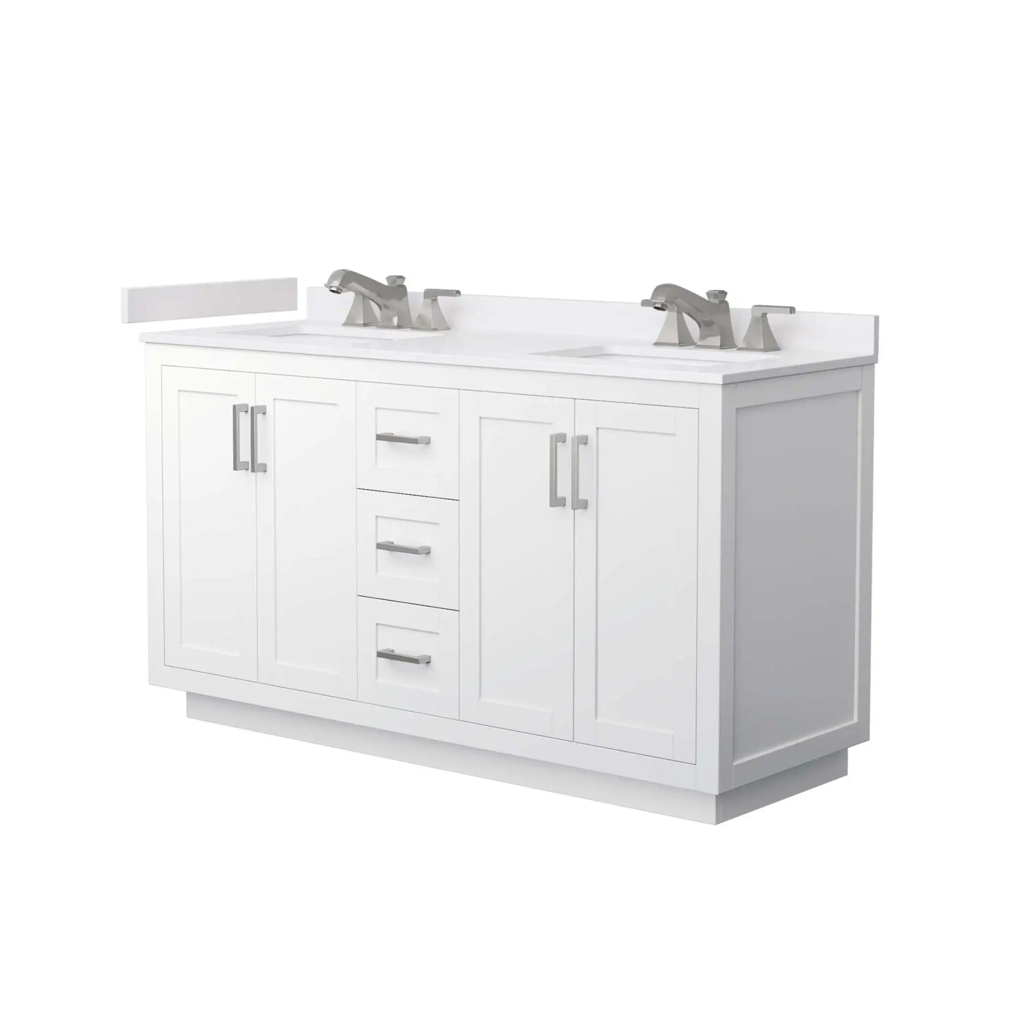 60" Miranda Double Bathroom Vanity in White with Brushed Nickel Trim by Wyndham