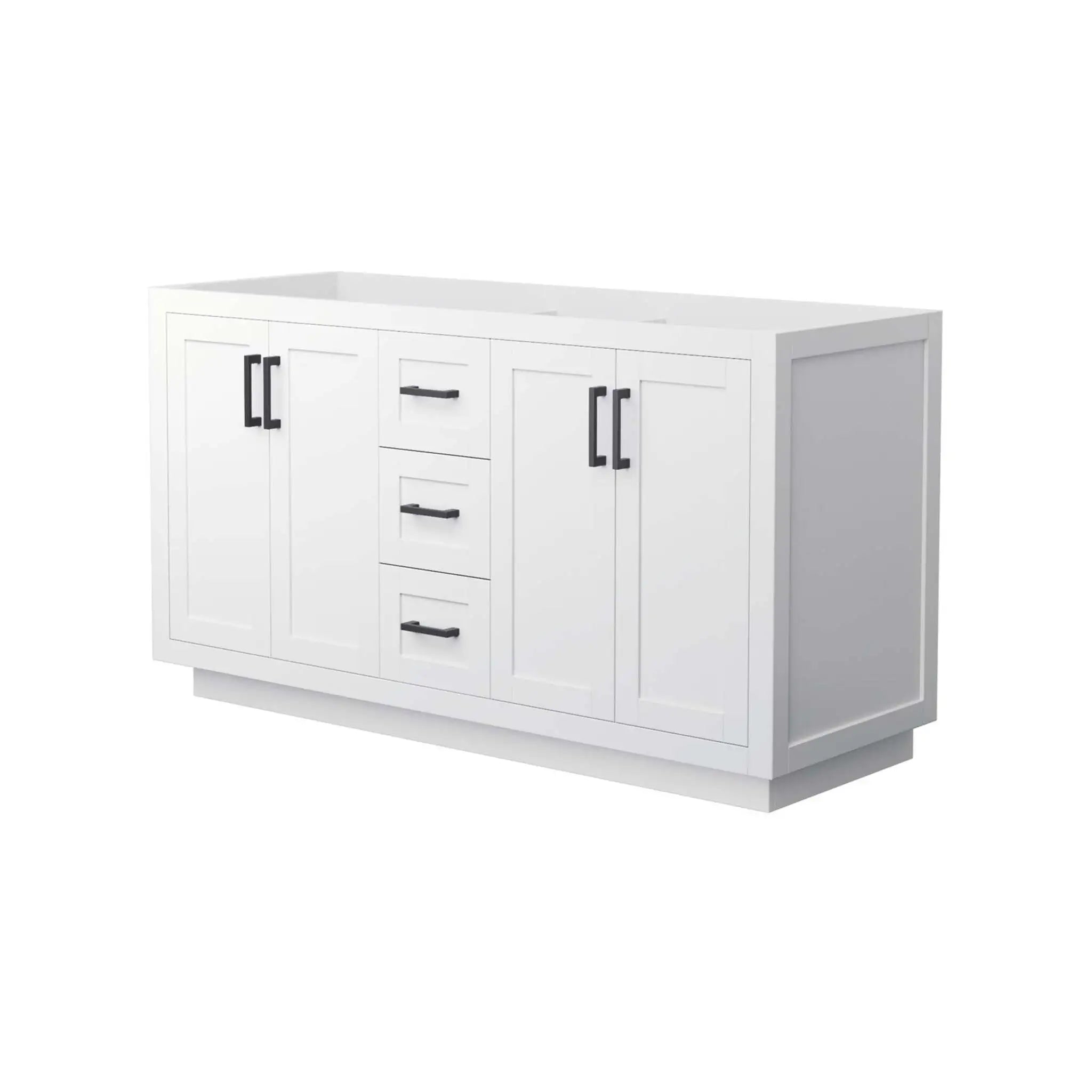 60" Miranda Double Bathroom Vanity in White with Matte Black Trim by Wyndham