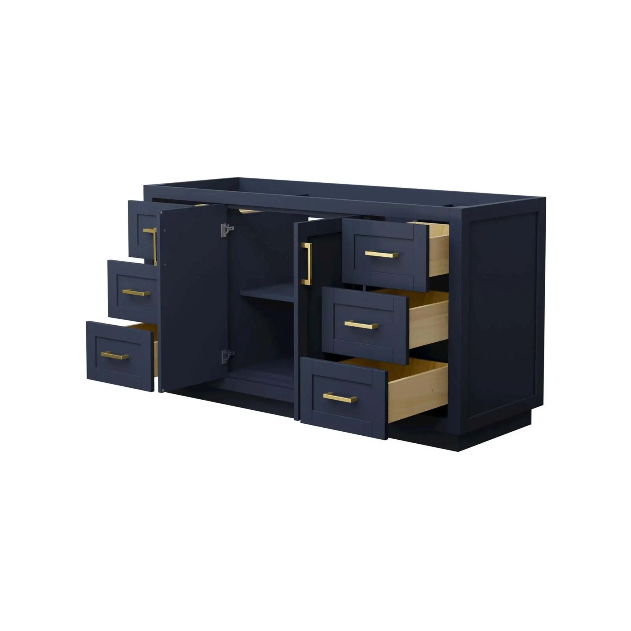 60" Miranda Single Bathroom Vanity in Dark Blue with Brushed Gold Trim by Wyndham