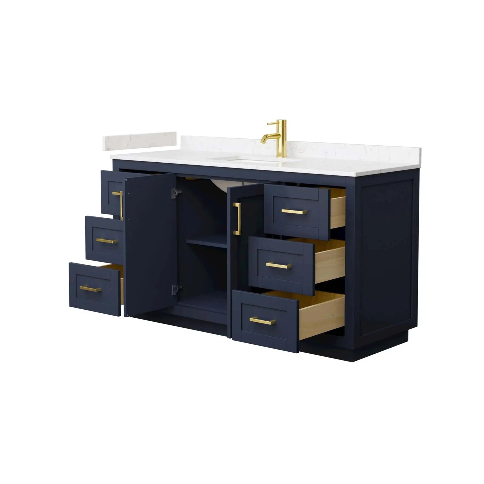 60" Miranda Single Bathroom Vanity in Dark Blue with Brushed Gold Trim by Wyndham